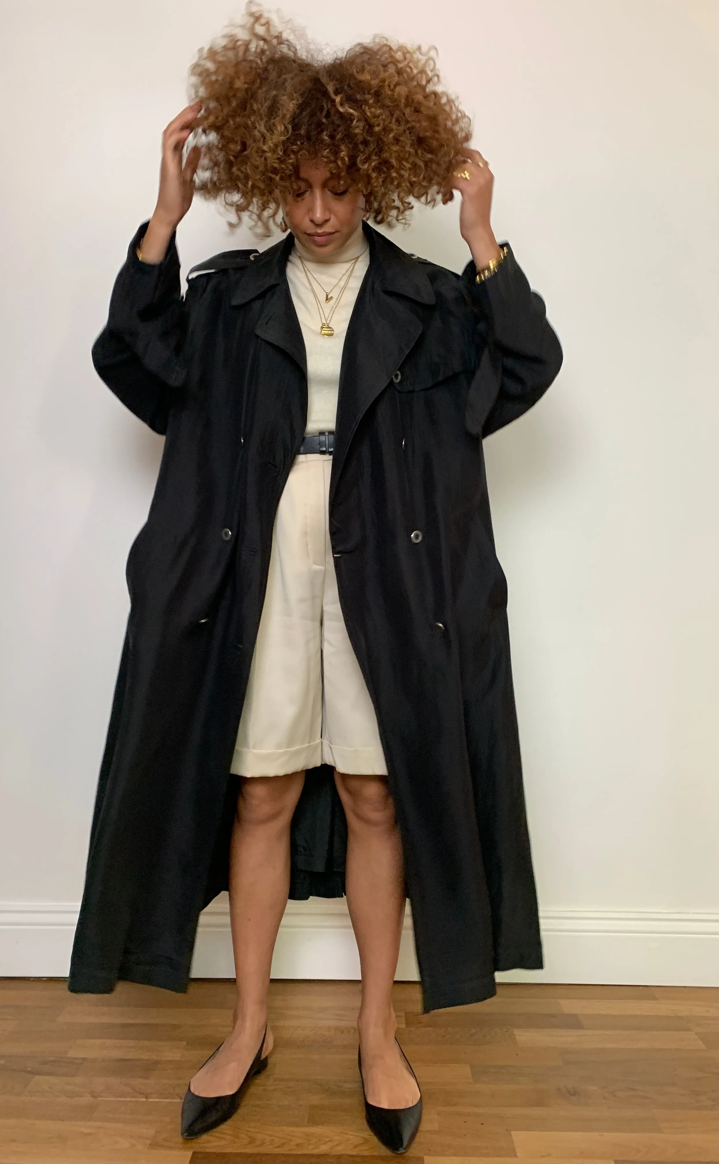 1990s minimal silk trench coat