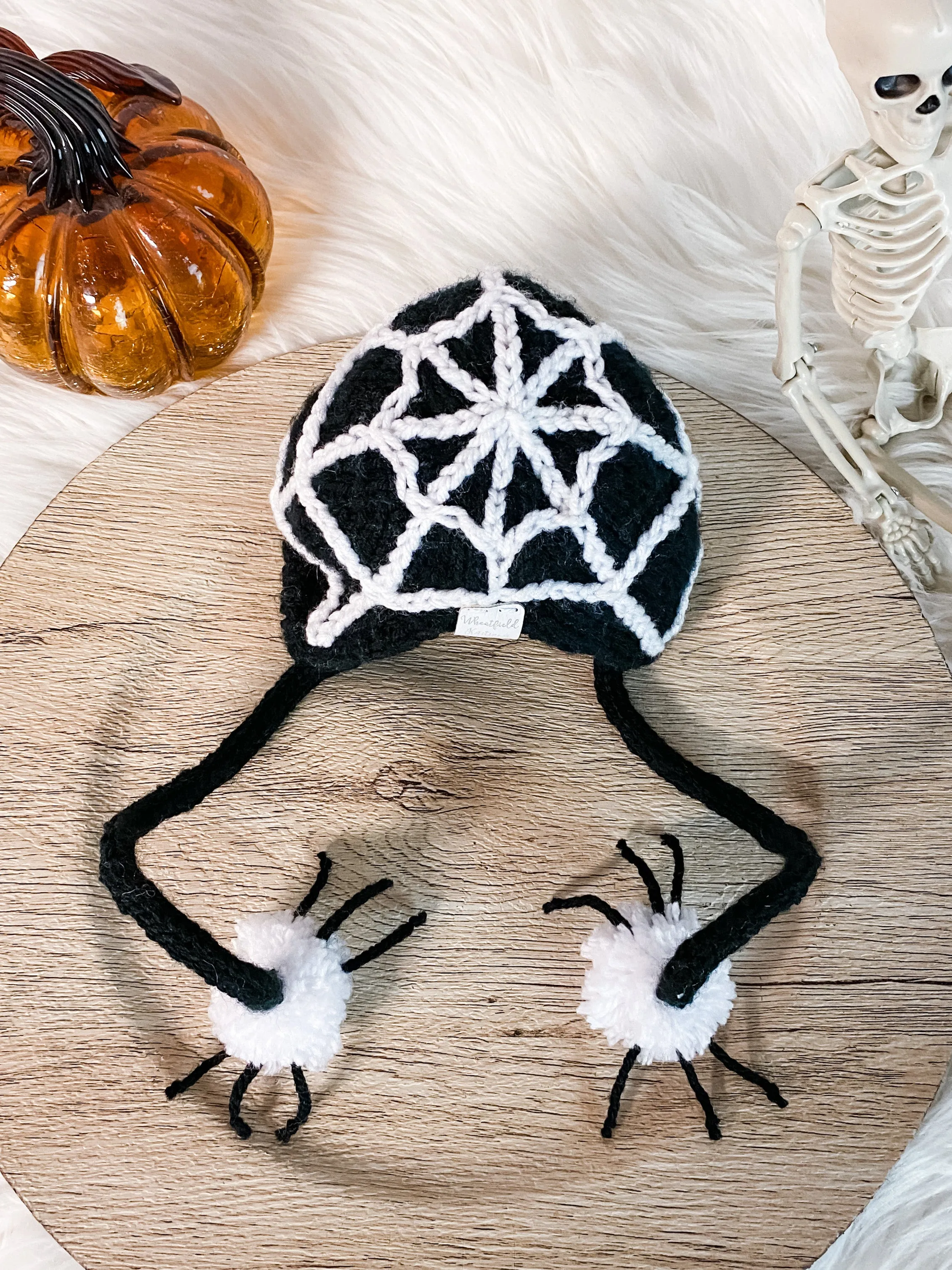 Baby Halloween Costume, Spiderweb Baby Bonnet Hat, Newborn Photography Prop