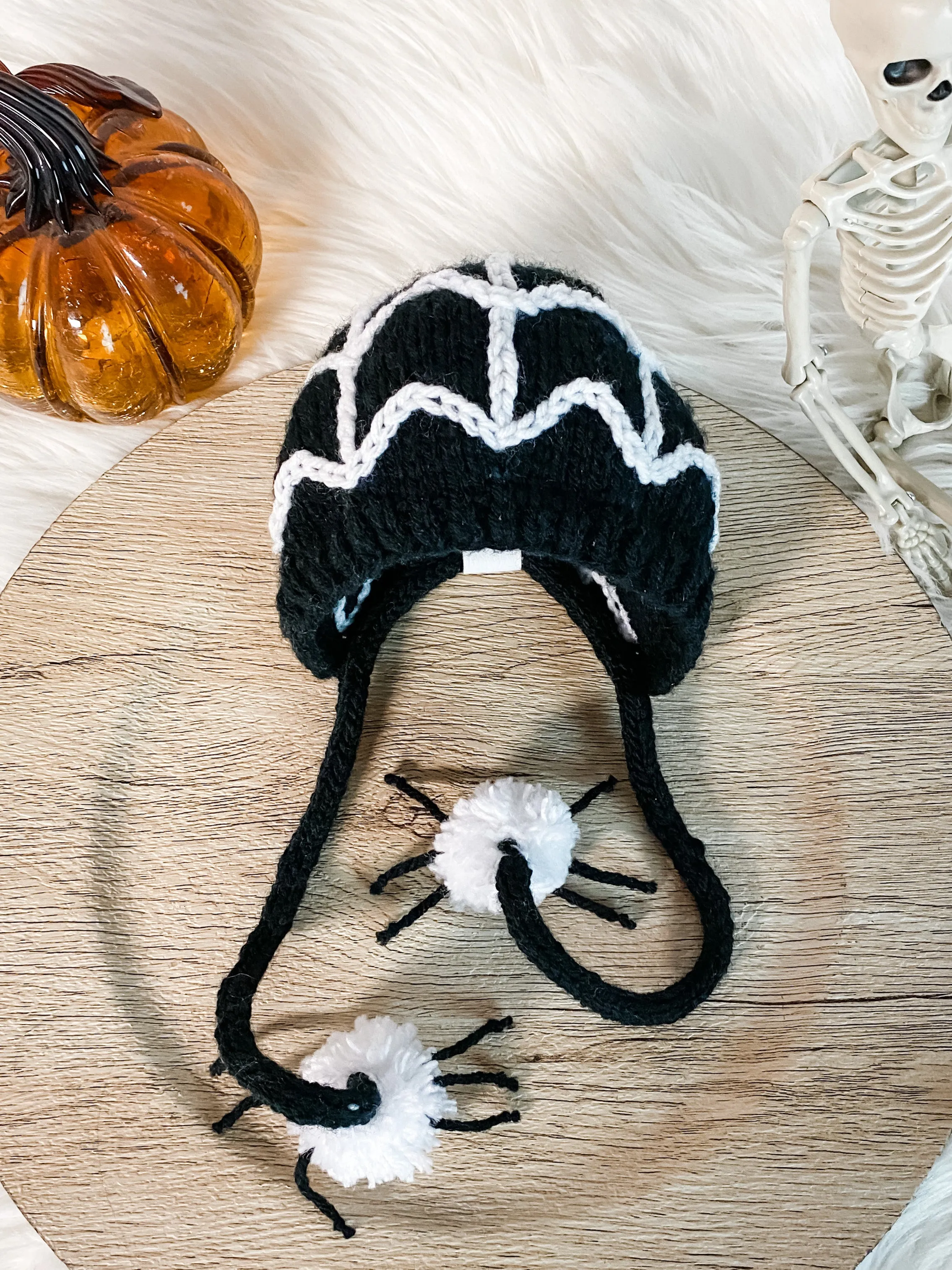 Baby Halloween Costume, Spiderweb Baby Bonnet Hat, Newborn Photography Prop