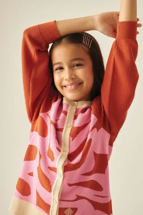 BRAZEN Kids Cardigan in Fiery Pink