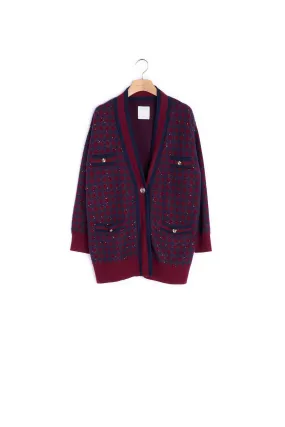 Cardigan à carreaux et paillettes