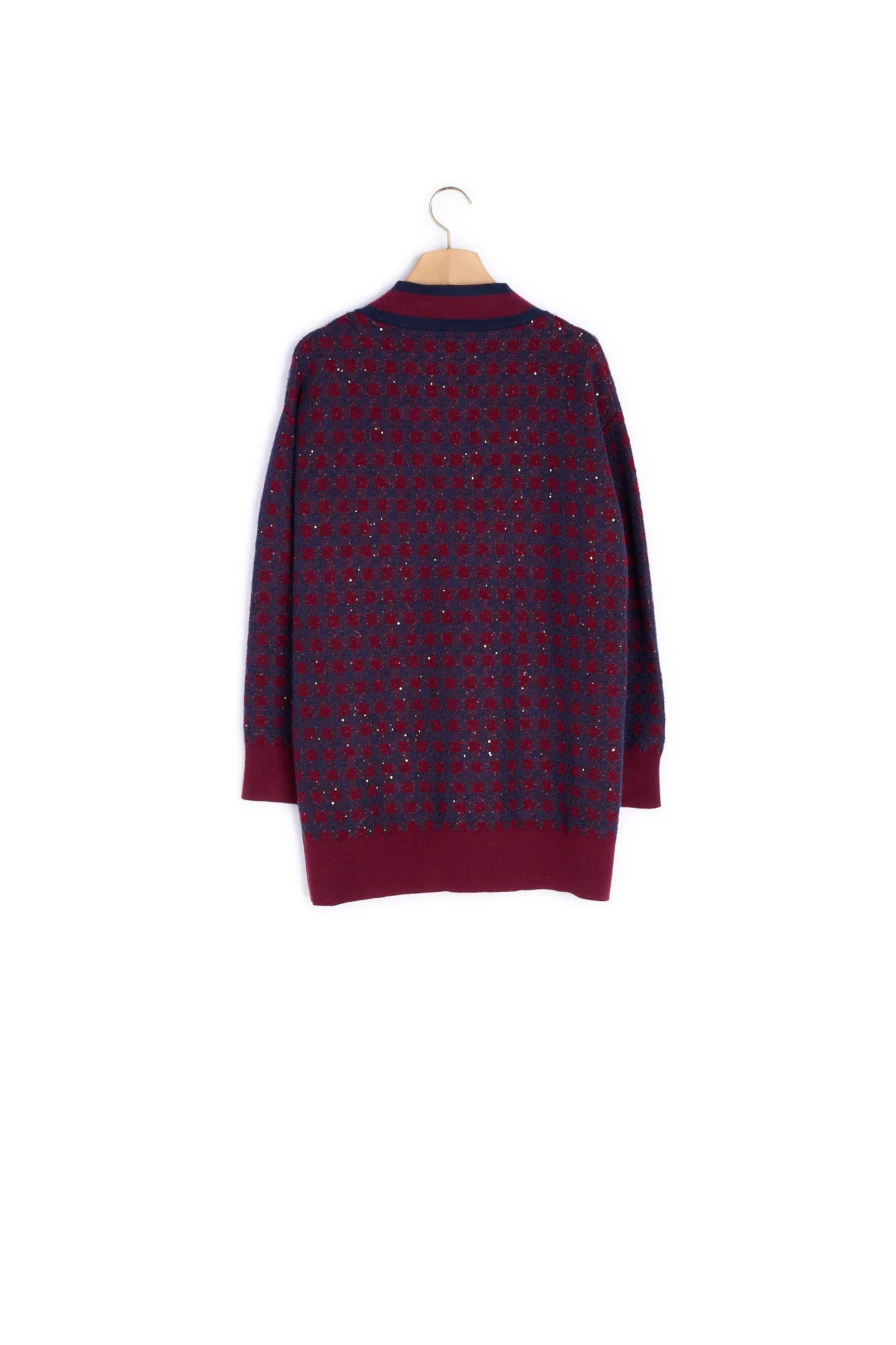 Cardigan à carreaux et paillettes