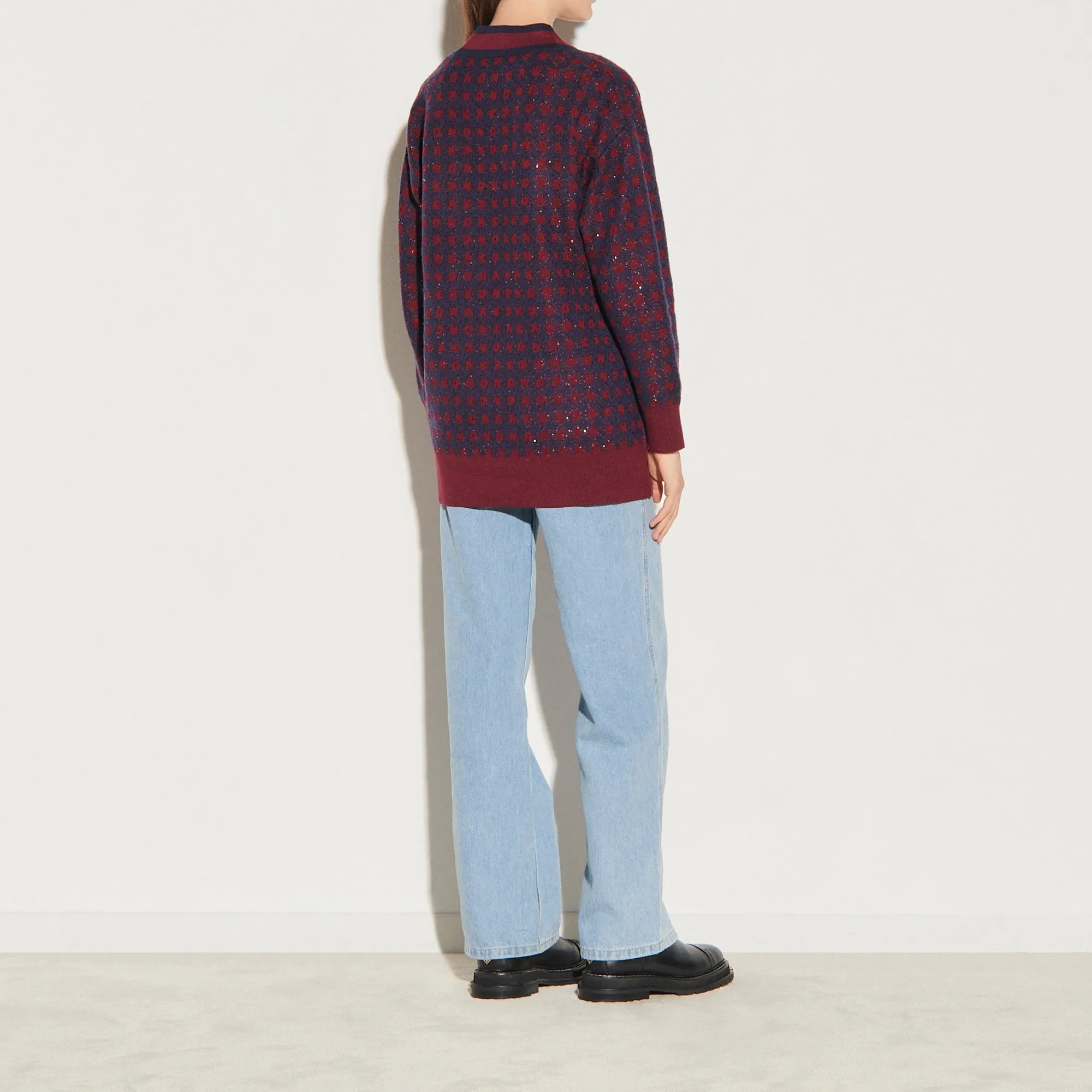 Cardigan à carreaux et paillettes