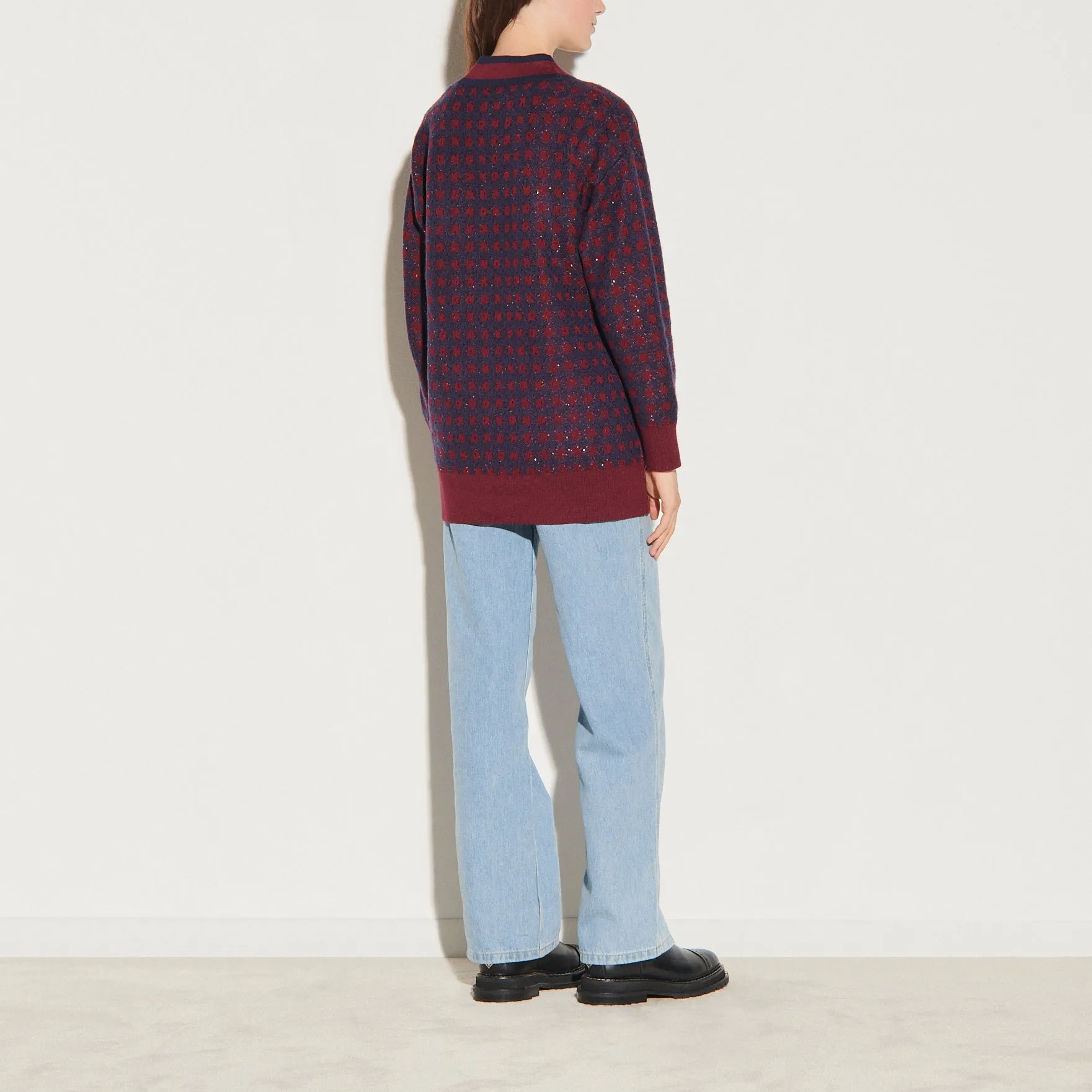 Cardigan à carreaux et paillettes