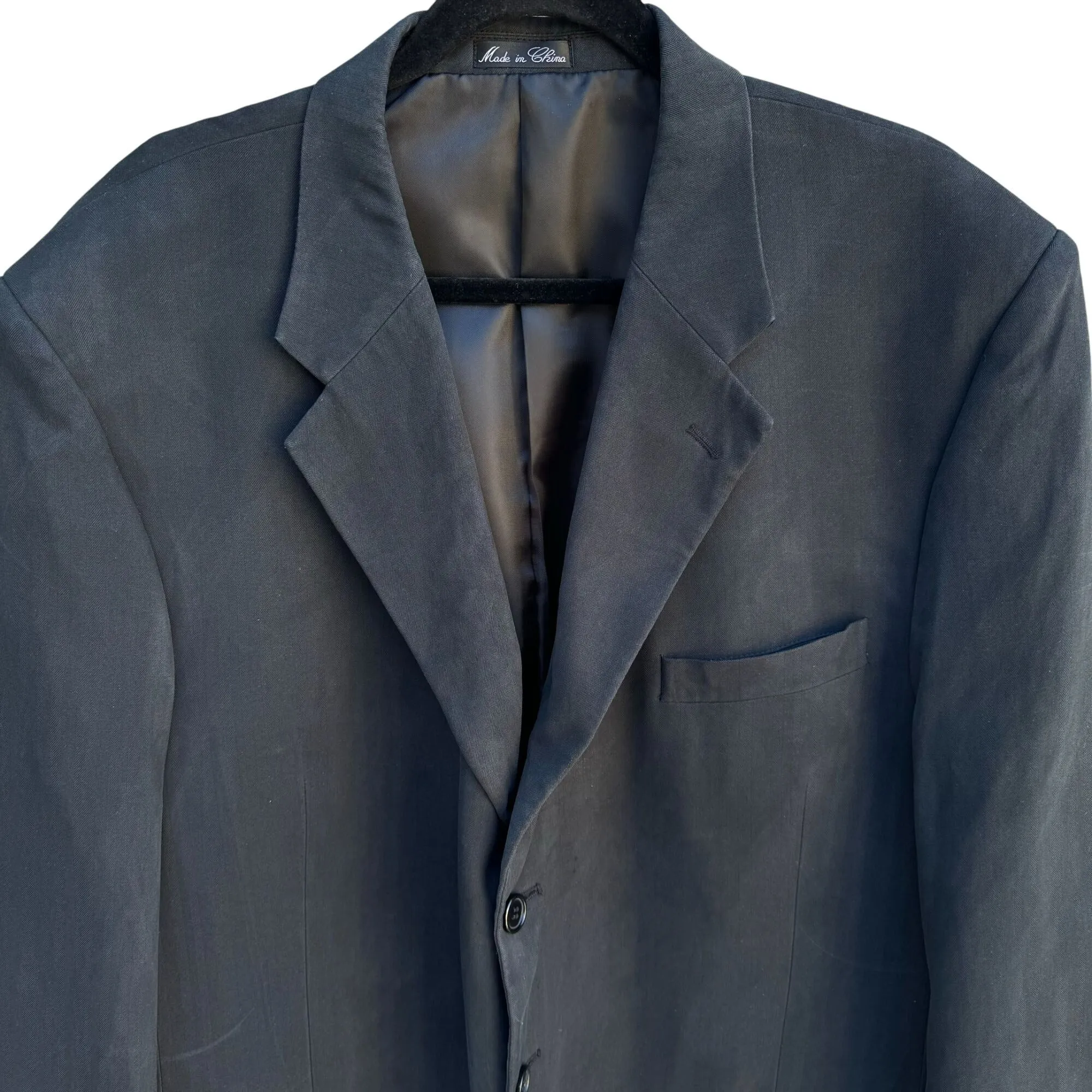 Cezar Del Prado Vintage Mens Silk Black 3 Button Single Breasted Blazer Jacket