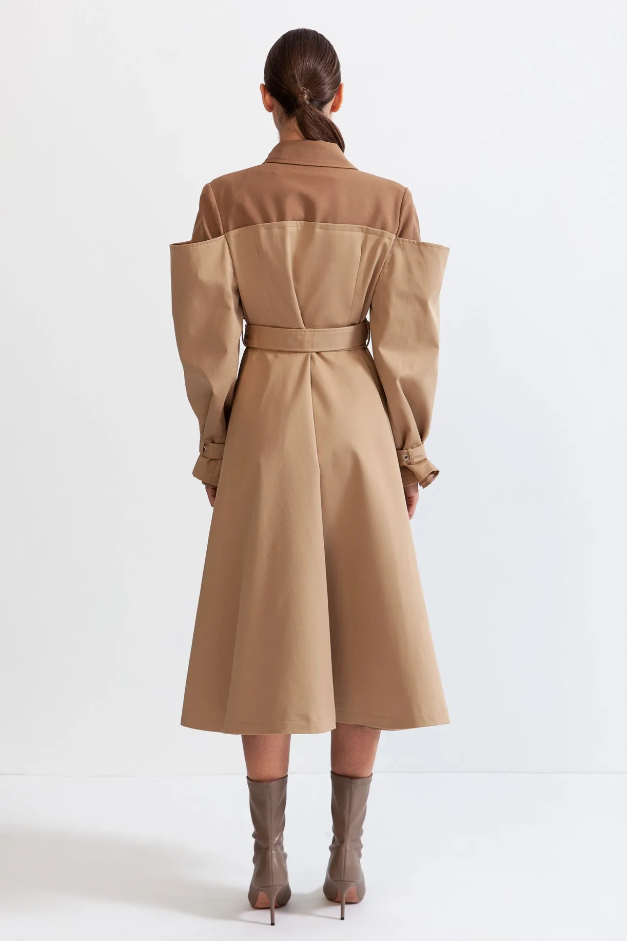Double Combined Trench Coat - Nude