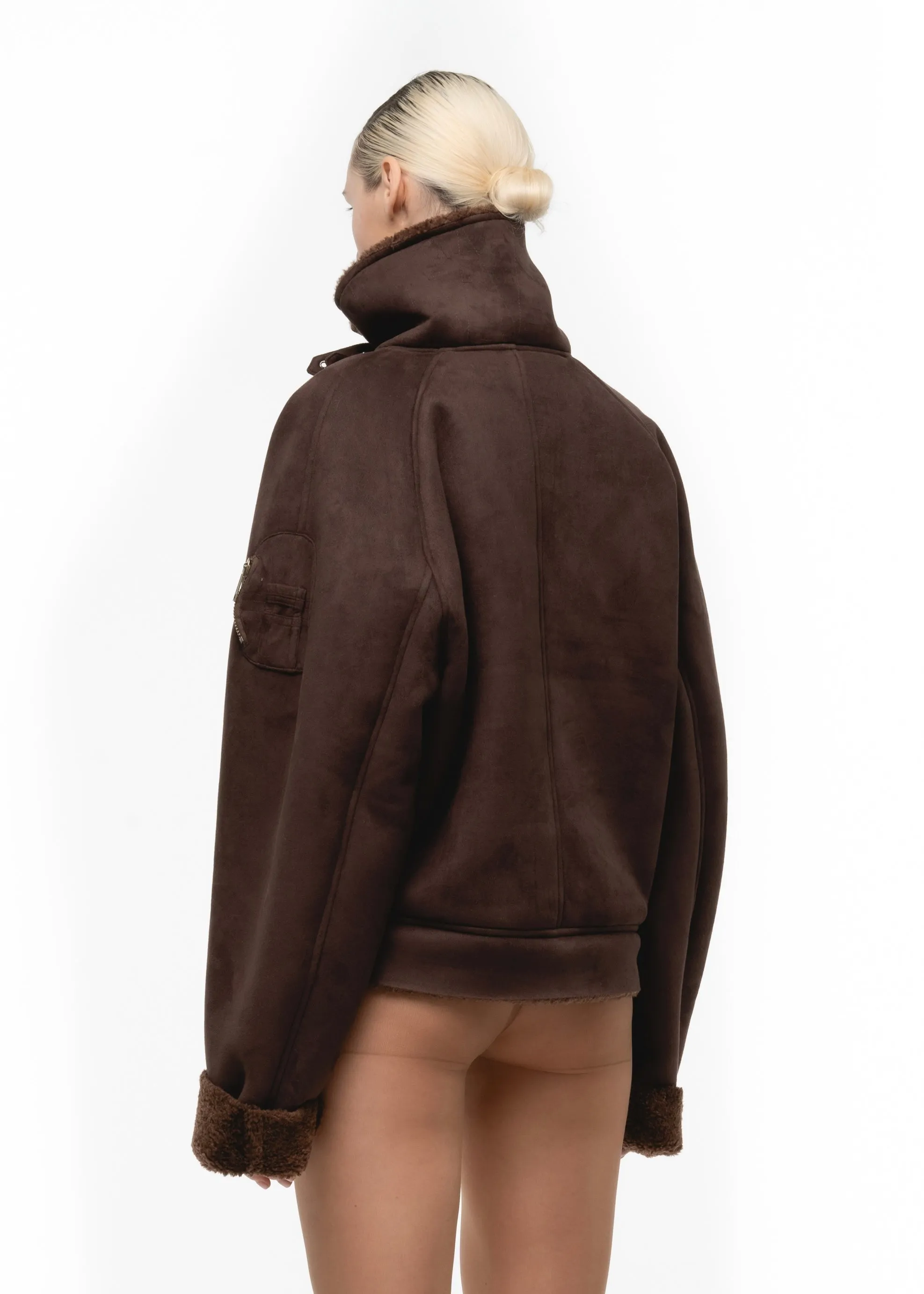 HEAVY FLIGHT SHEARLING JACKET BROWN WOMEN'S CUT