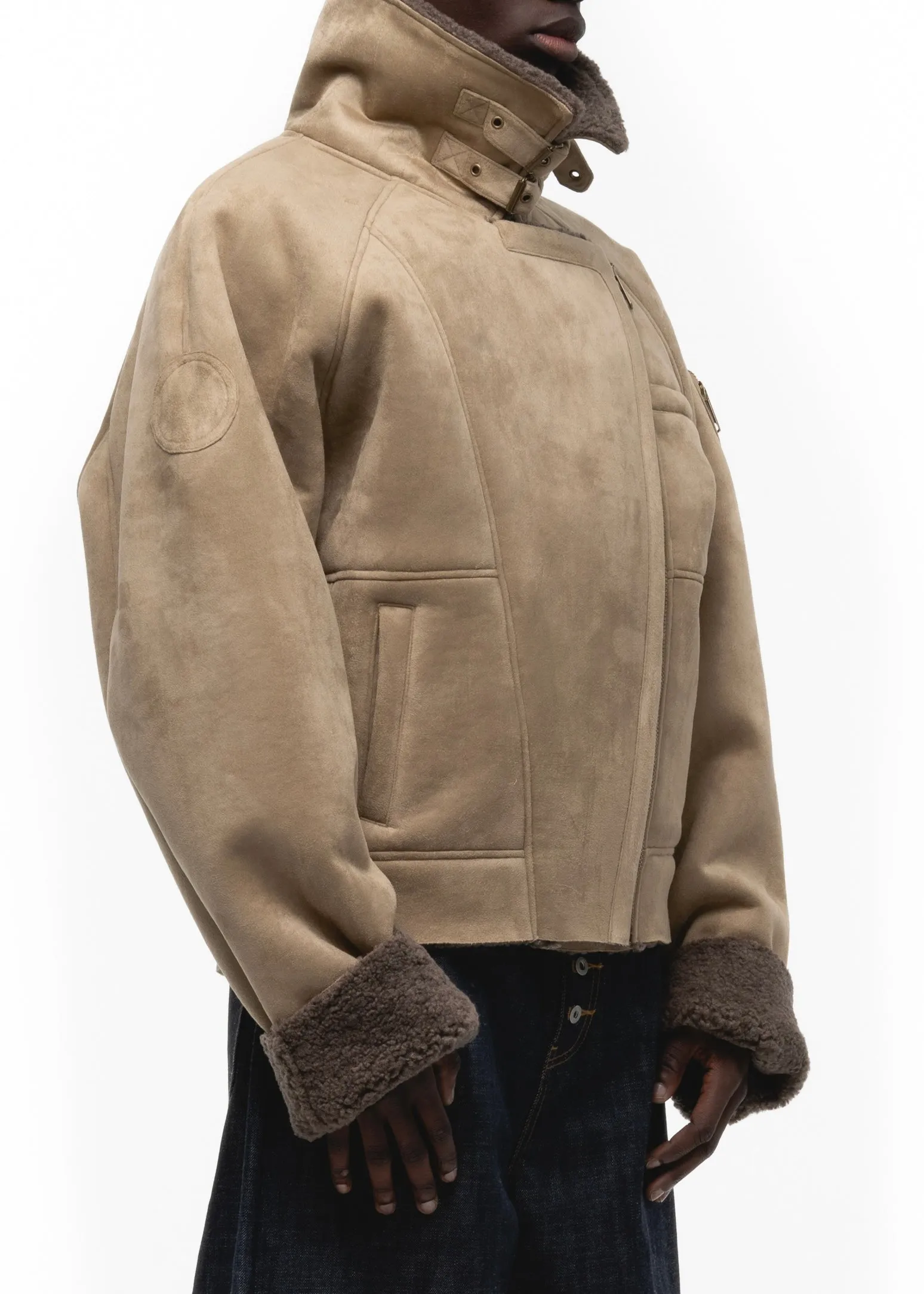 HEAVY FLIGHT SHEARLING JACKET DARK BEIGE