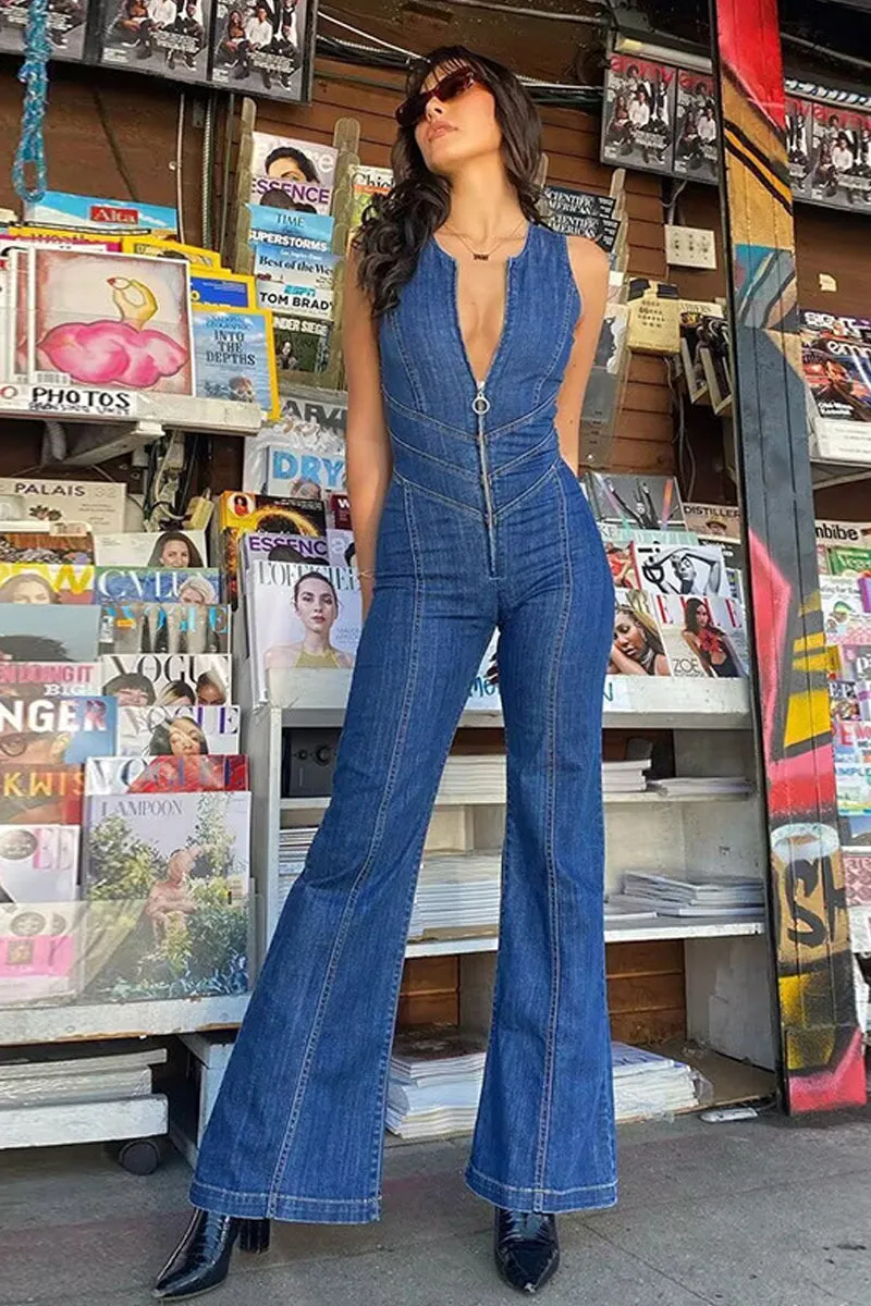 JC981 Denim Tank Jumpsuit