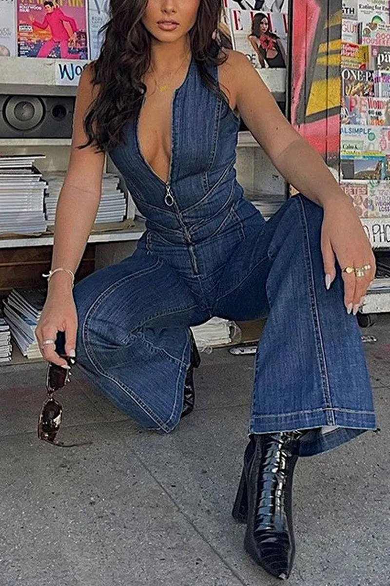 JC981 Denim Tank Jumpsuit