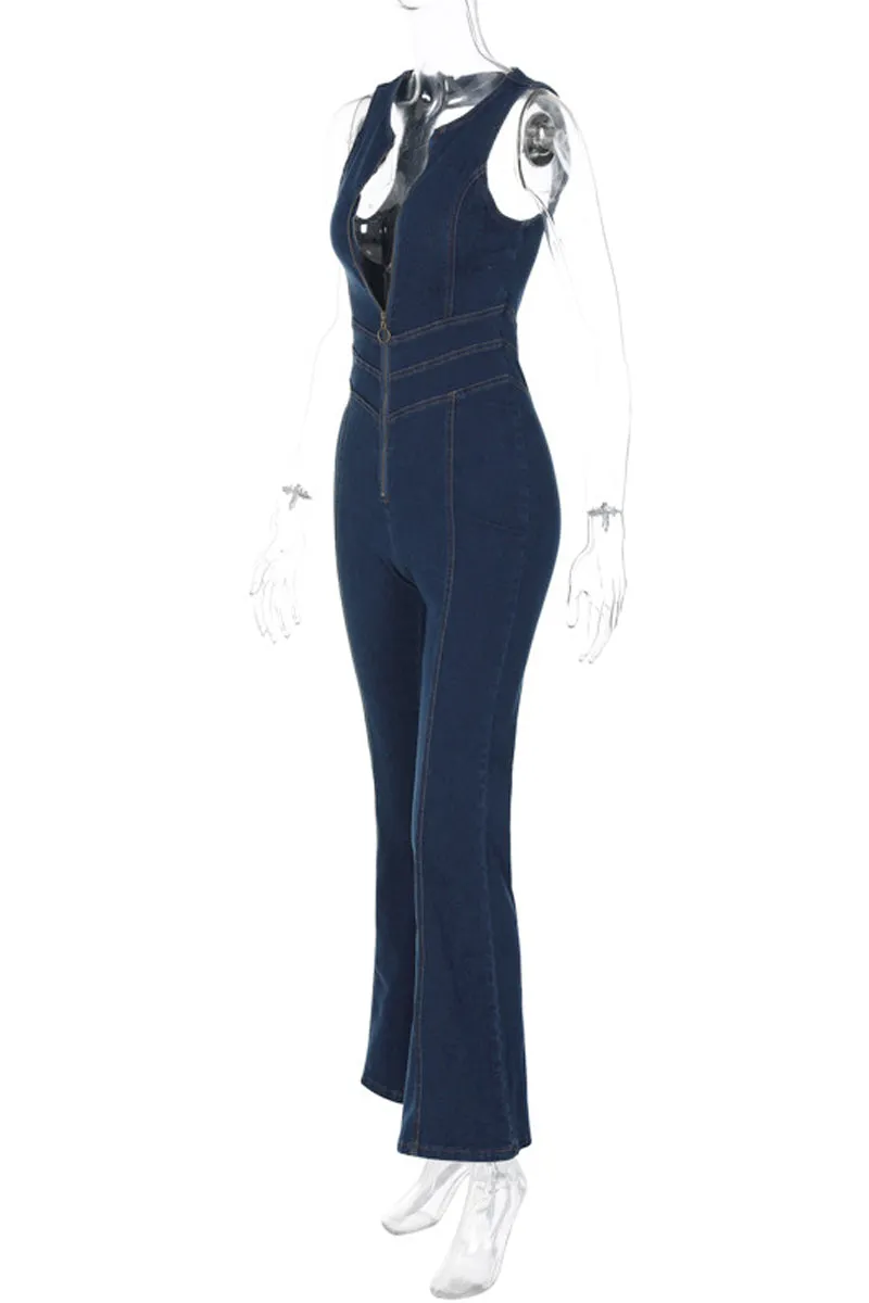 JC981 Denim Tank Jumpsuit