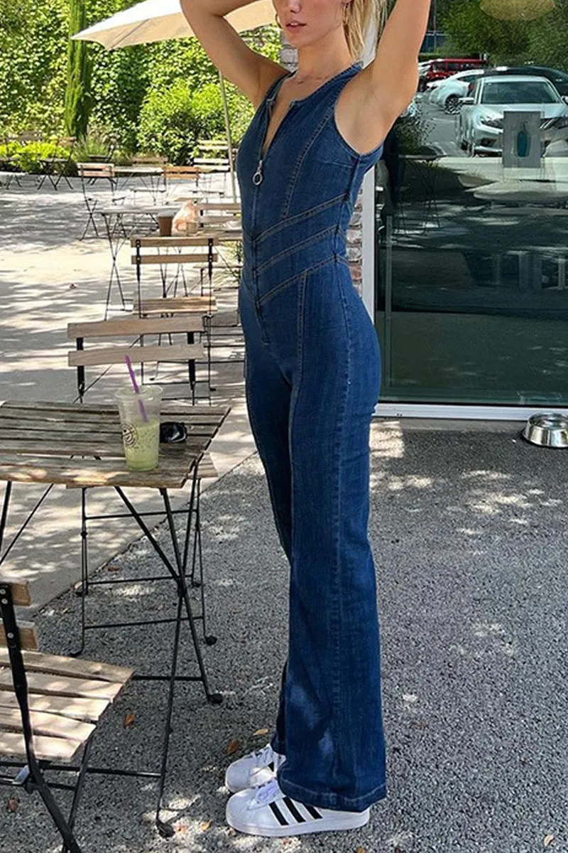 JC981 Denim Tank Jumpsuit