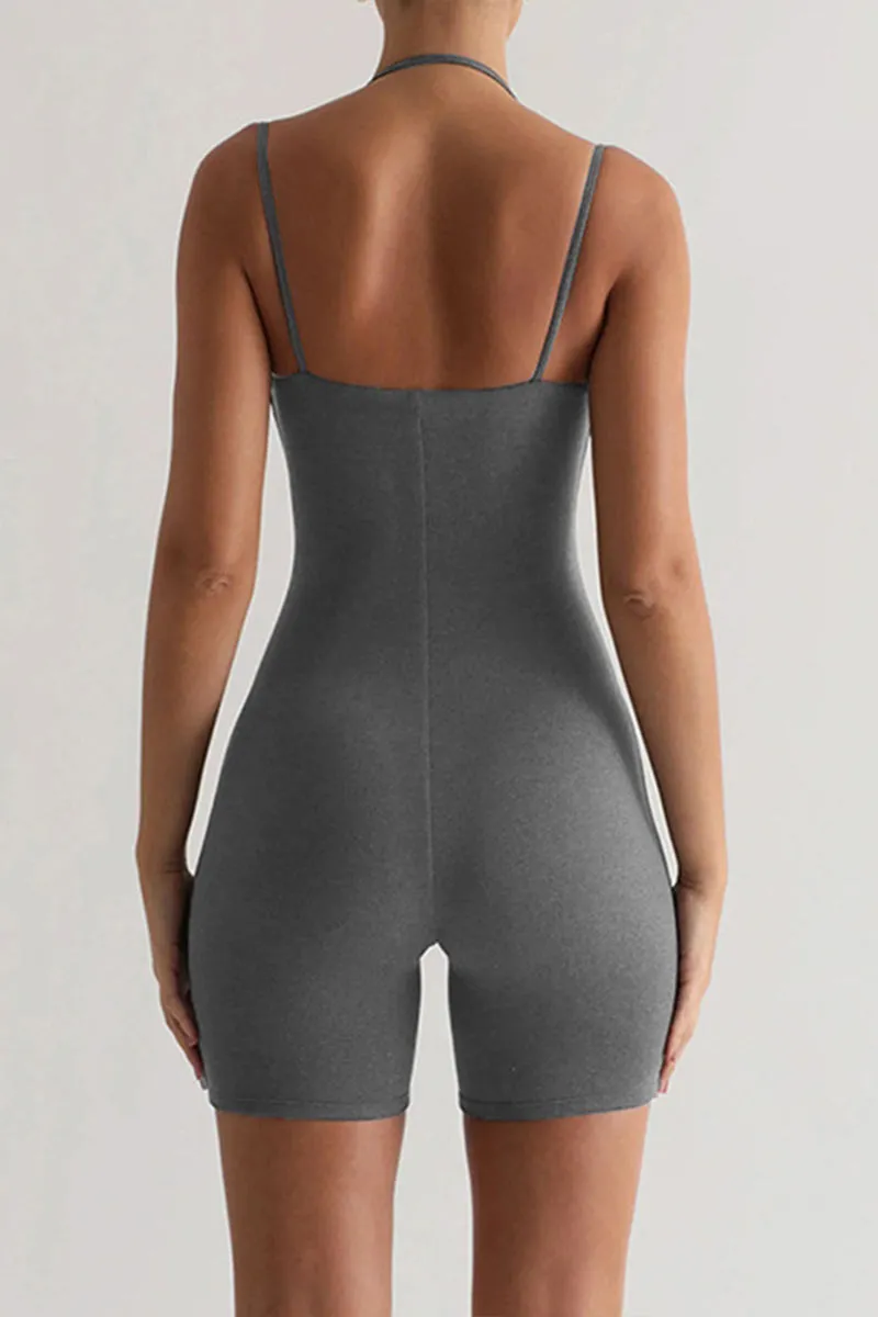 JJ694 Spaghetti Halter Rompers