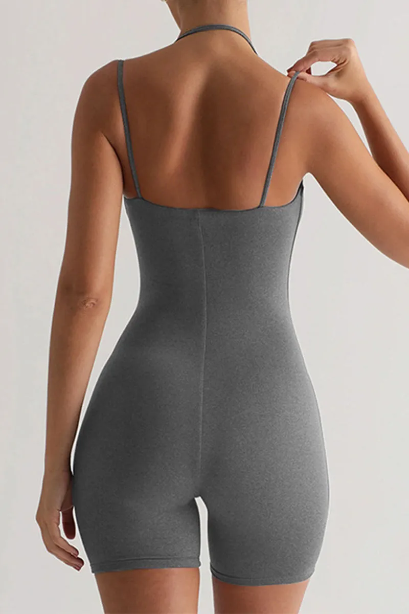 JJ694 Spaghetti Halter Rompers