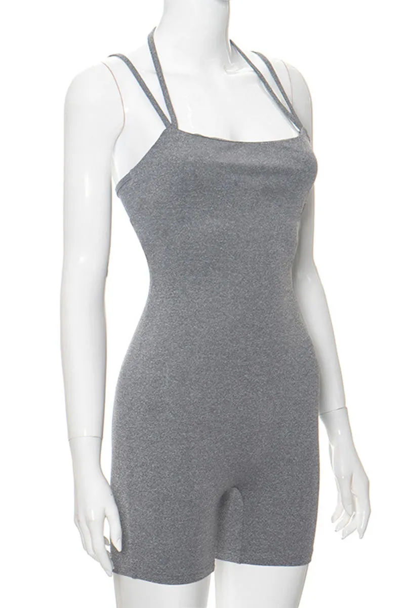 JJ694 Spaghetti Halter Rompers