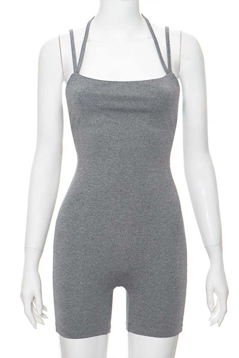JJ694 Spaghetti Halter Rompers
