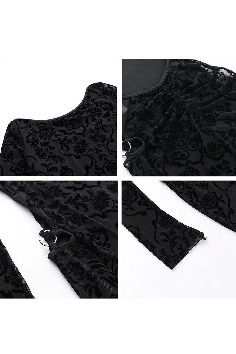 JK639 Long Sleeve Hollow Back Slim-Fit Jumpsuit