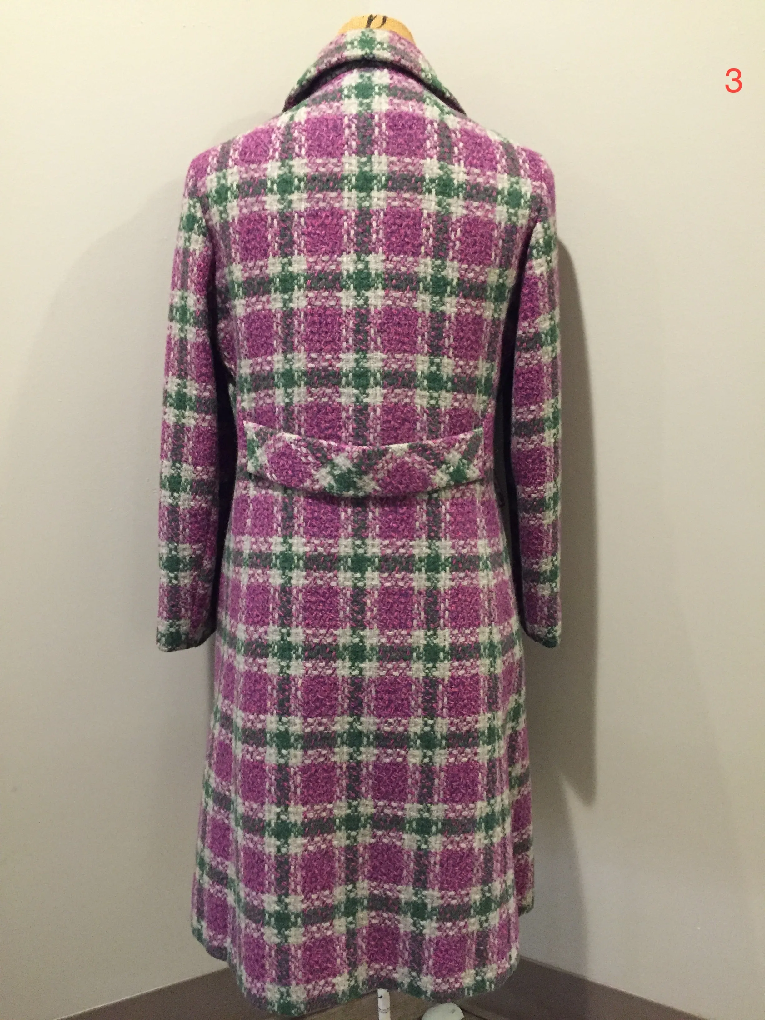 Keene Furs Vintage Wool Purple and Green Plaid Car Coat, Made in Canada, SOLD