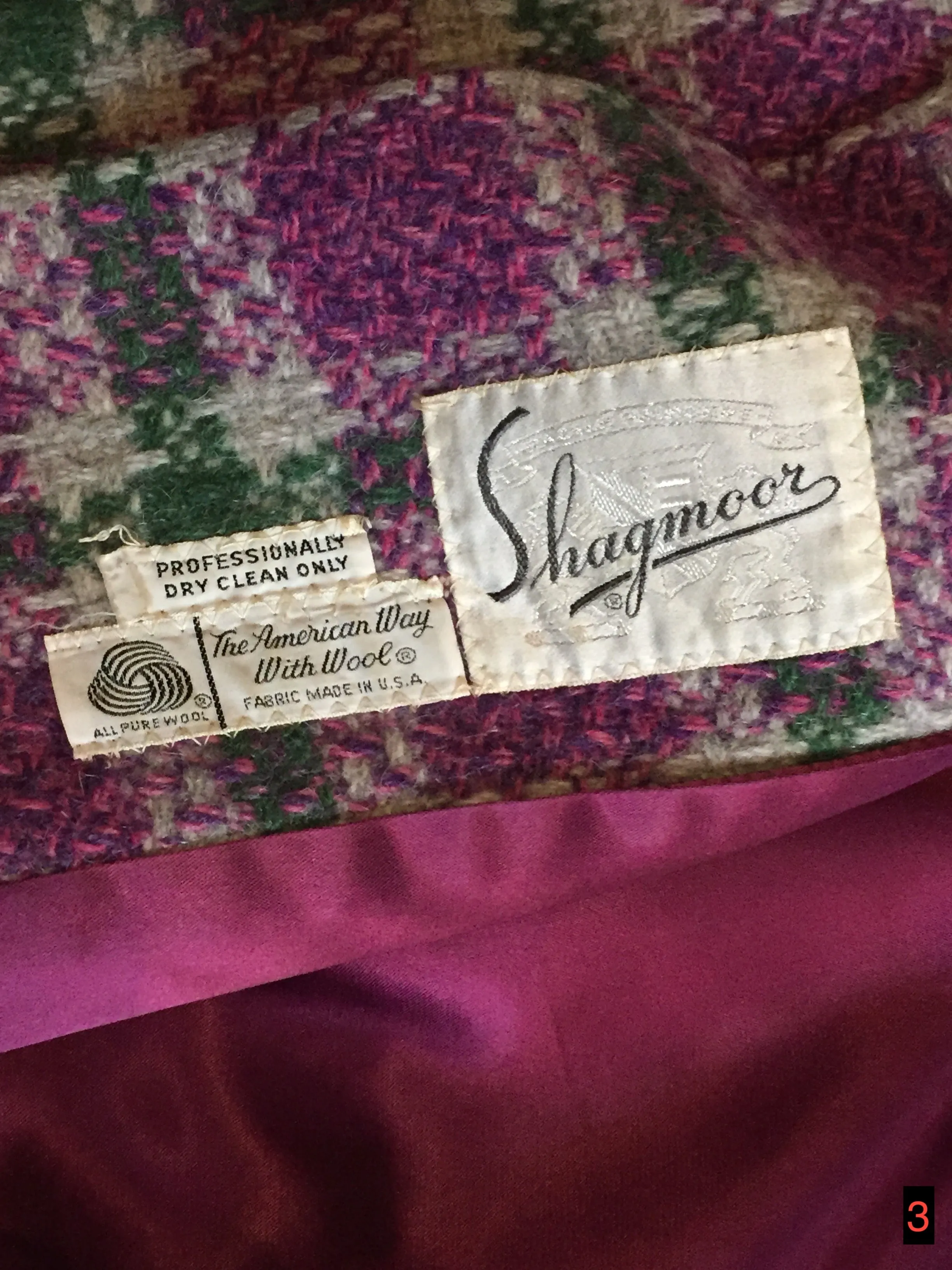 Keene Furs Vintage Wool Purple and Green Plaid Car Coat, Made in Canada, SOLD