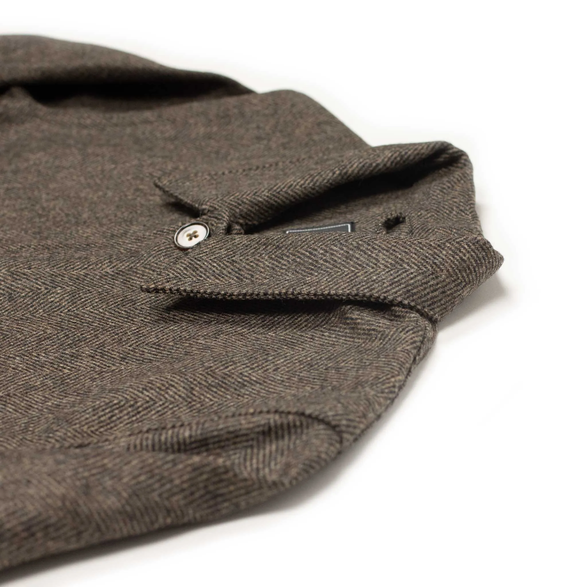 Labura chore coat in brown and black herringbone brushed wool