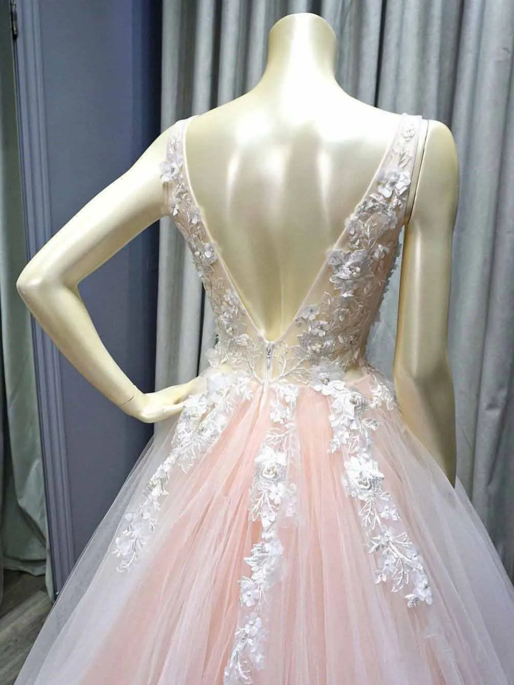 Lavender Tulle Princess Plunge V neck Formal Dress Puffy Prom Dress