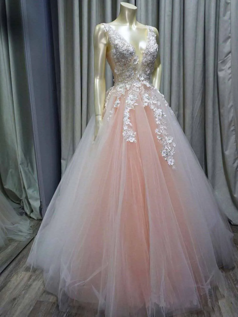 Lavender Tulle Princess Plunge V neck Formal Dress Puffy Prom Dress