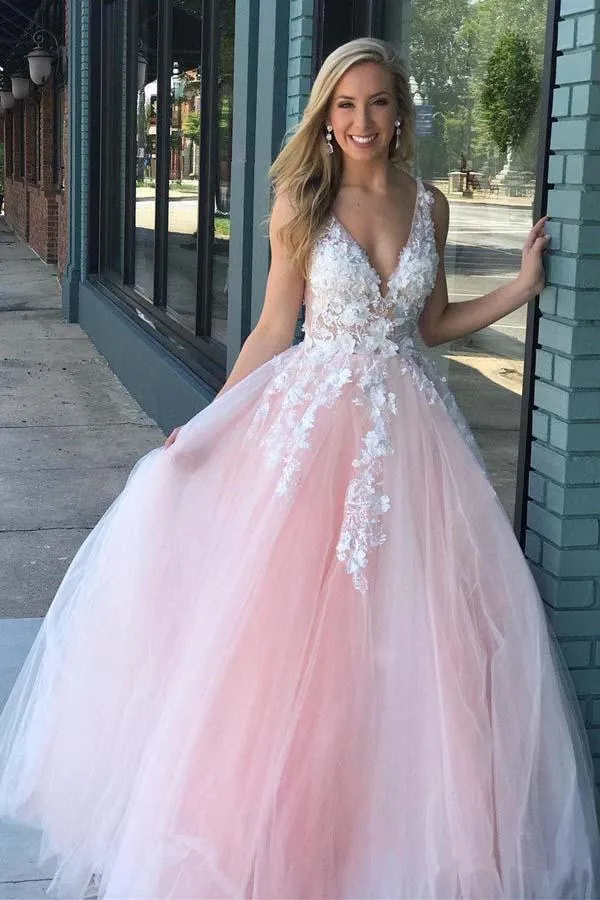 Lavender Tulle Princess Plunge V neck Formal Dress Puffy Prom Dress
