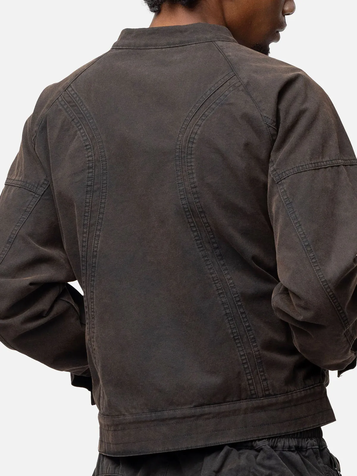Lined Canvas Biker Jacket