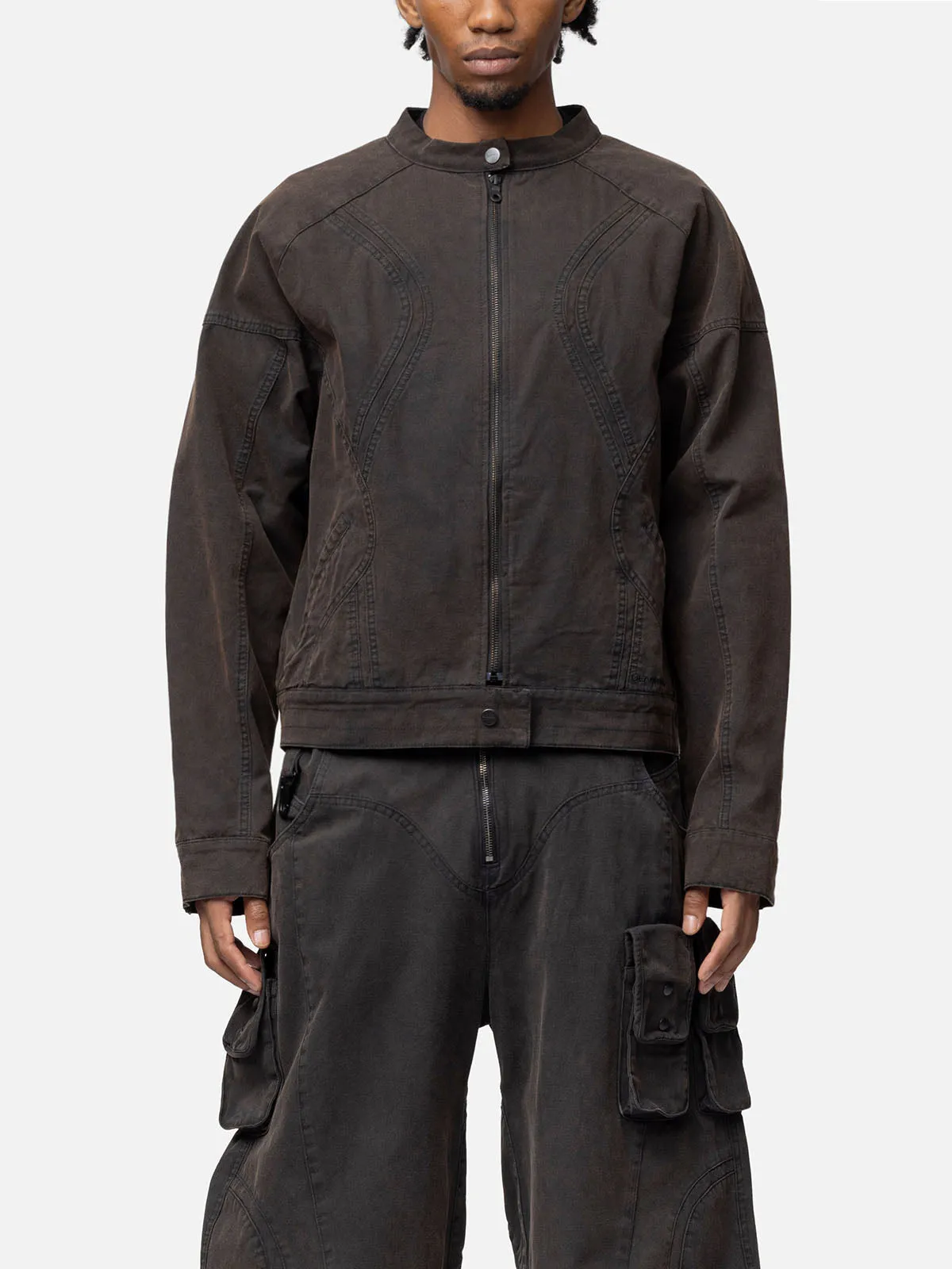 Lined Canvas Biker Jacket