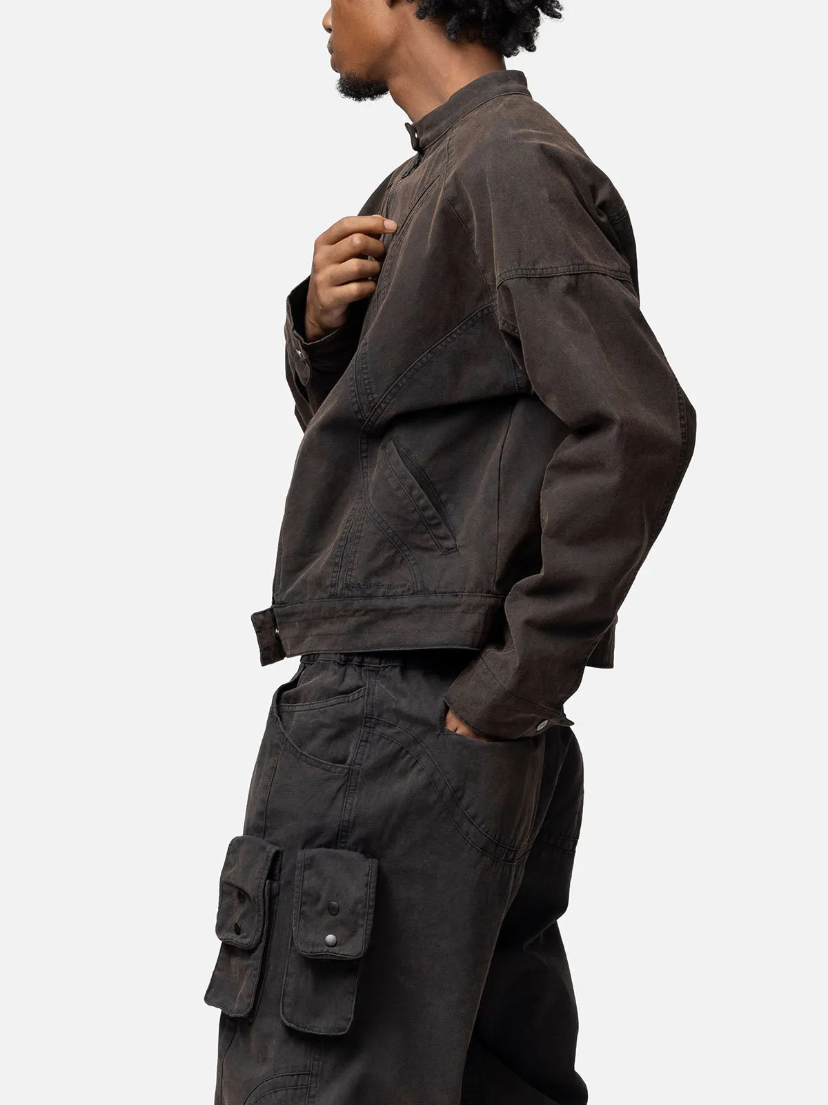 Lined Canvas Biker Jacket