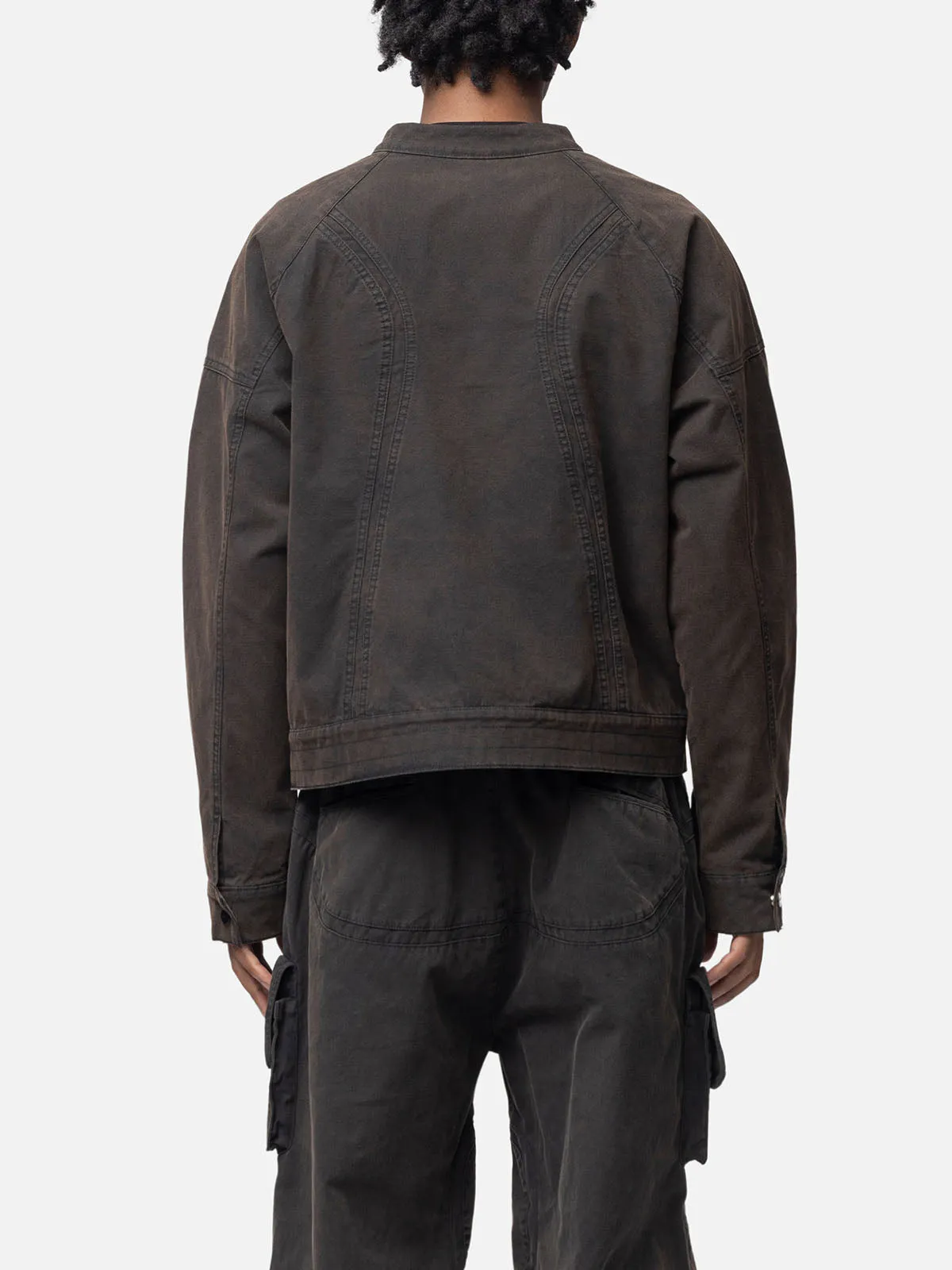 Lined Canvas Biker Jacket