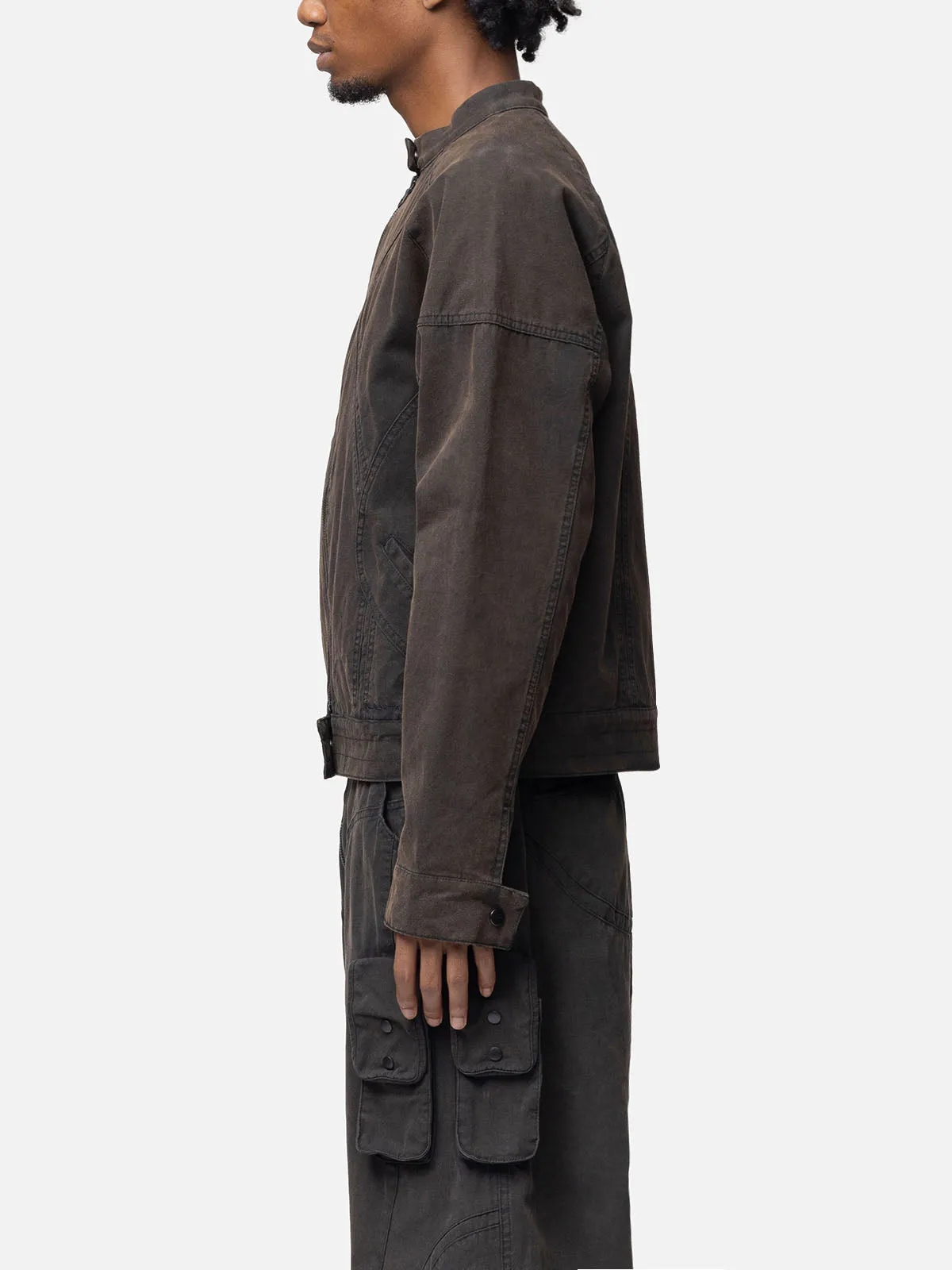 Lined Canvas Biker Jacket
