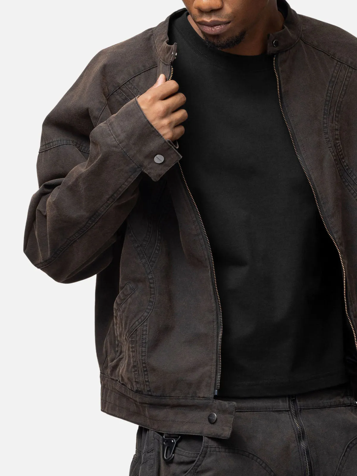 Lined Canvas Biker Jacket