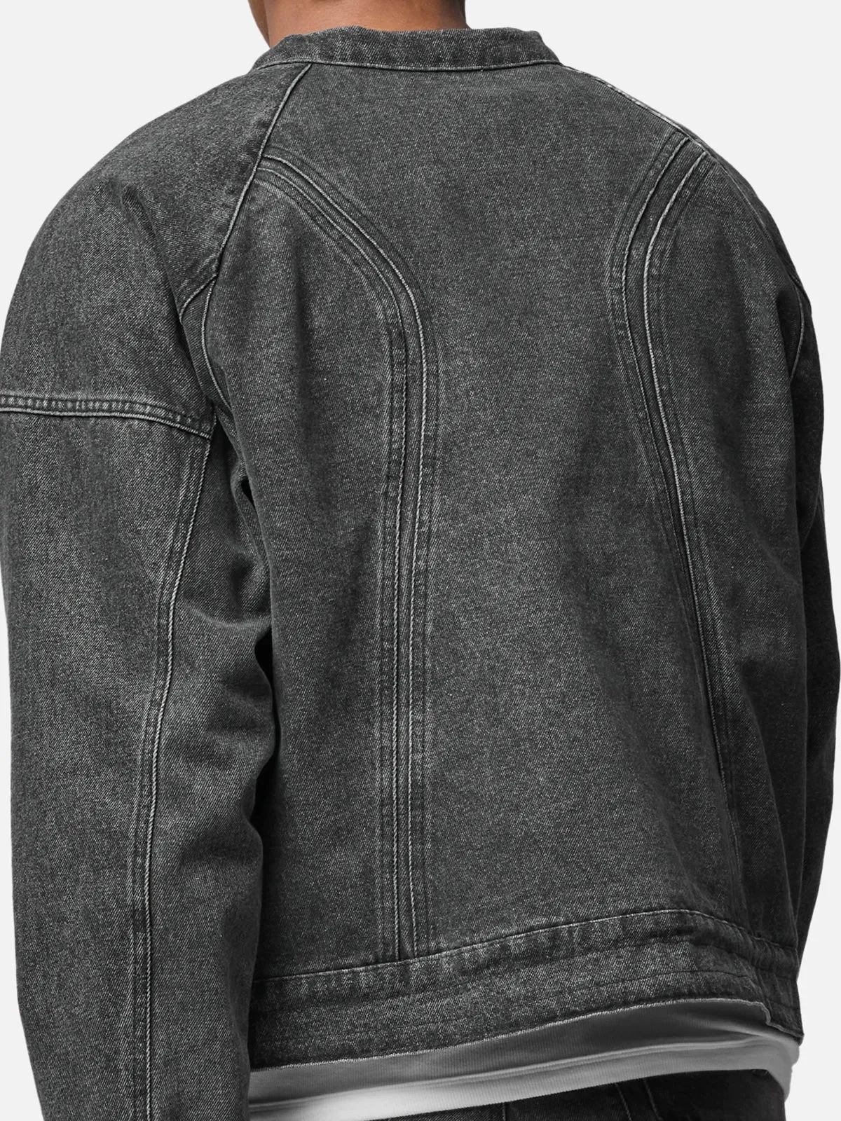 Lined Denim Biker Jacket