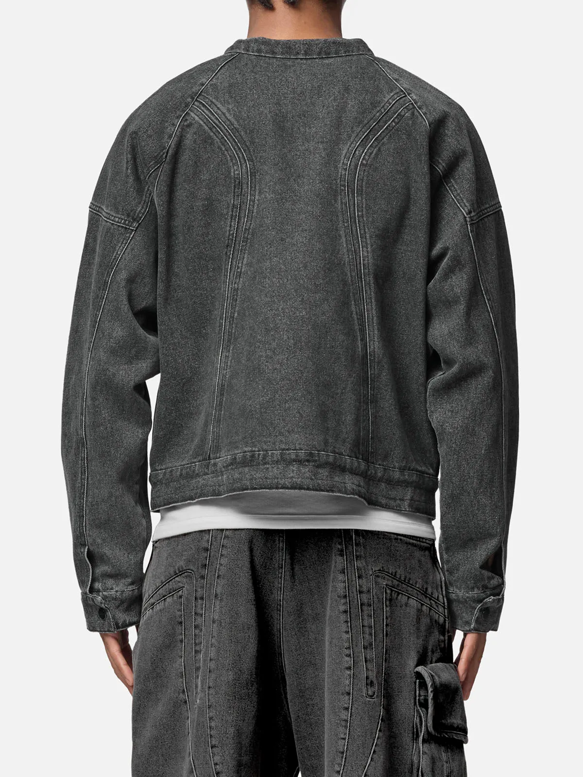 Lined Denim Biker Jacket