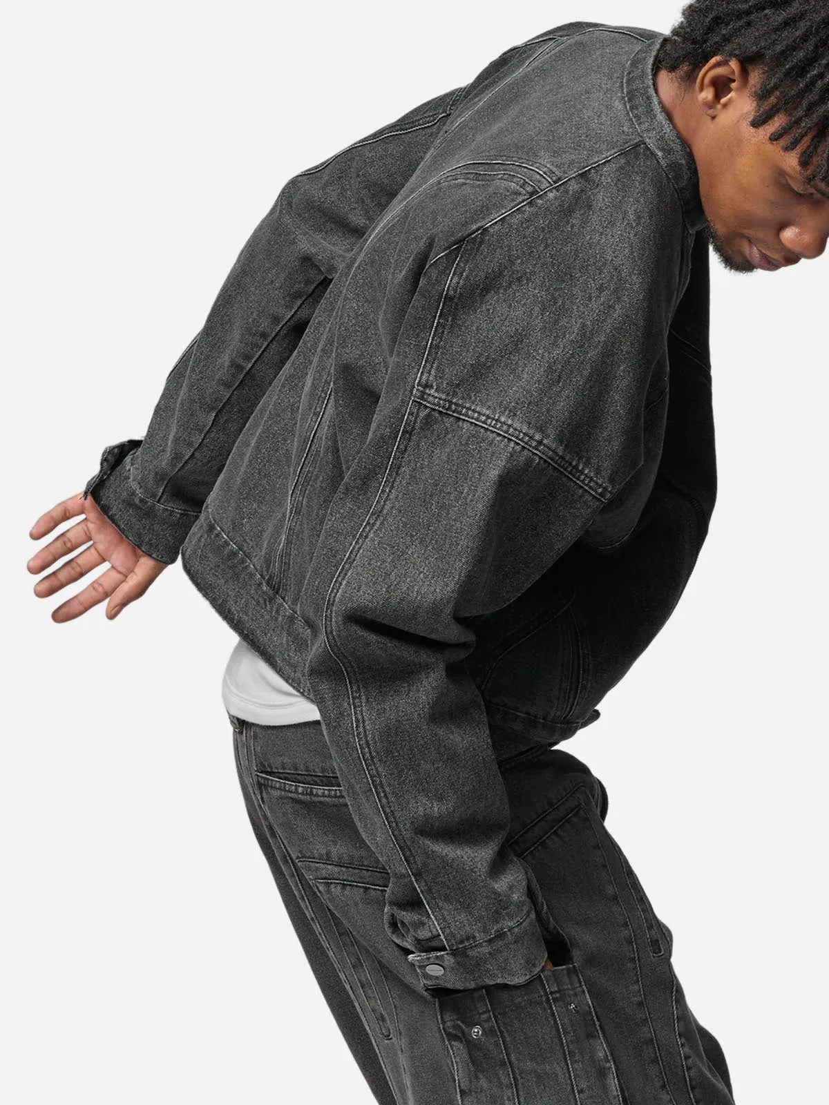 Lined Denim Biker Jacket
