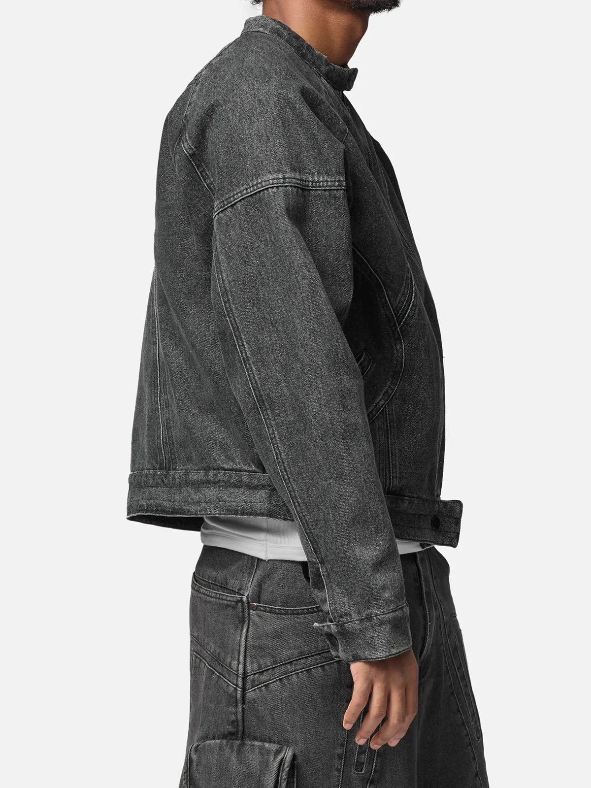 Lined Denim Biker Jacket