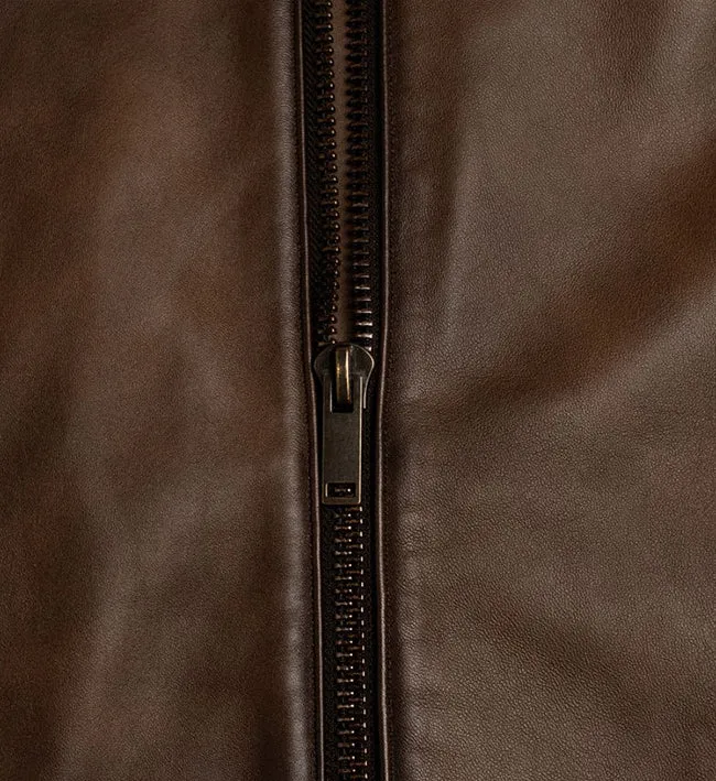Men's Dark Brown Wax Cafe Racer Leather Jacket