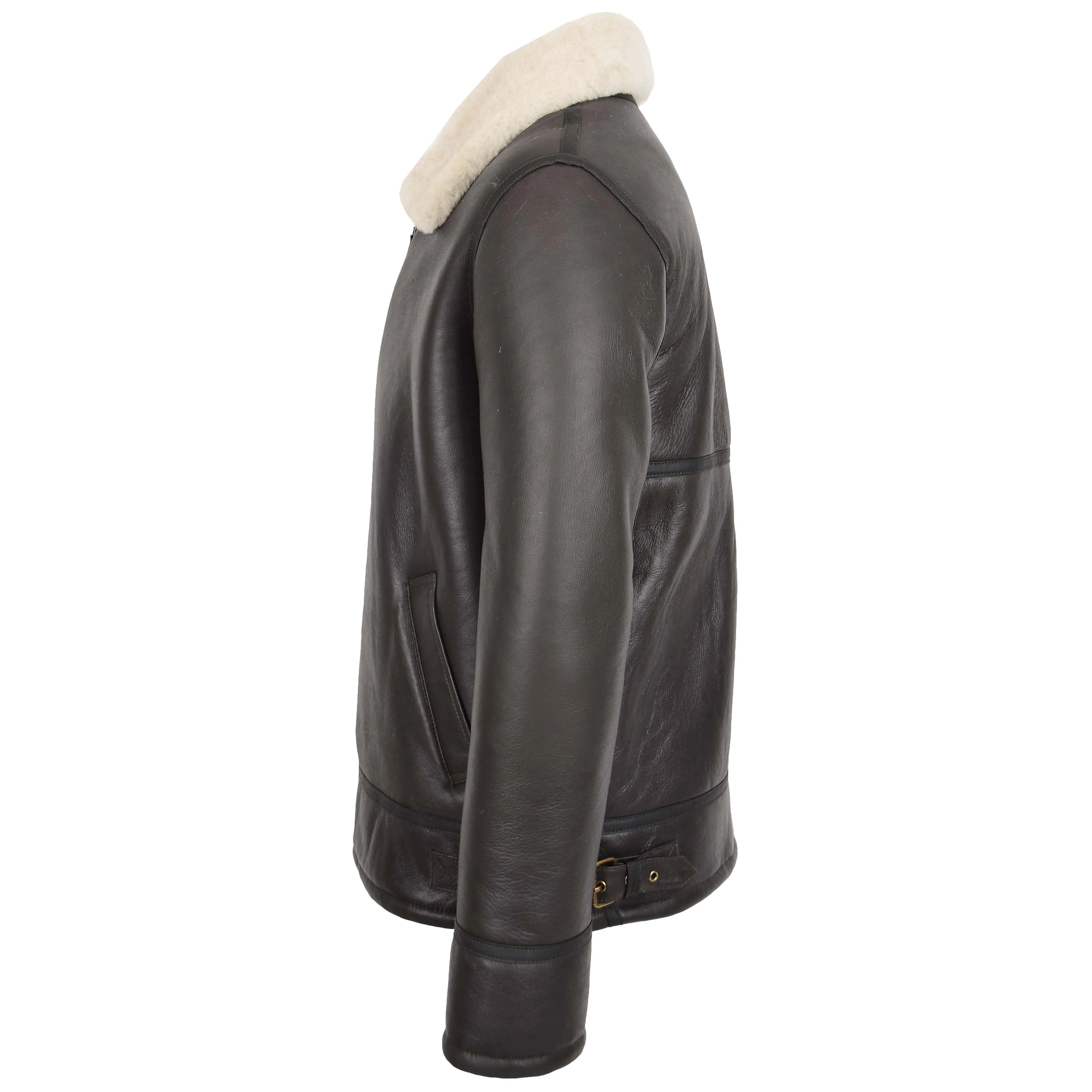 Mens Top Gun Style Sheepskin Jacket Oscar Brown White