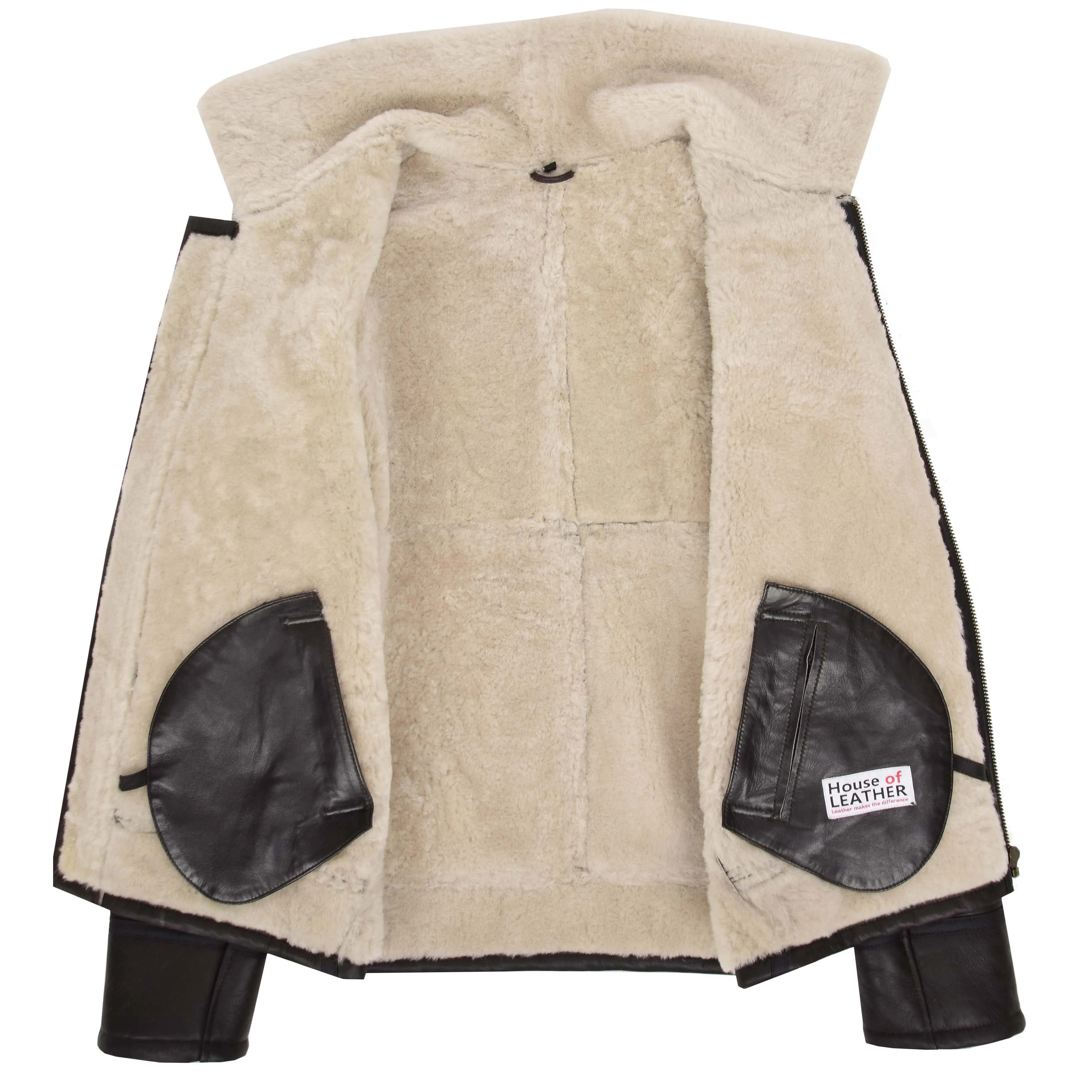 Mens Top Gun Style Sheepskin Jacket Oscar Brown White