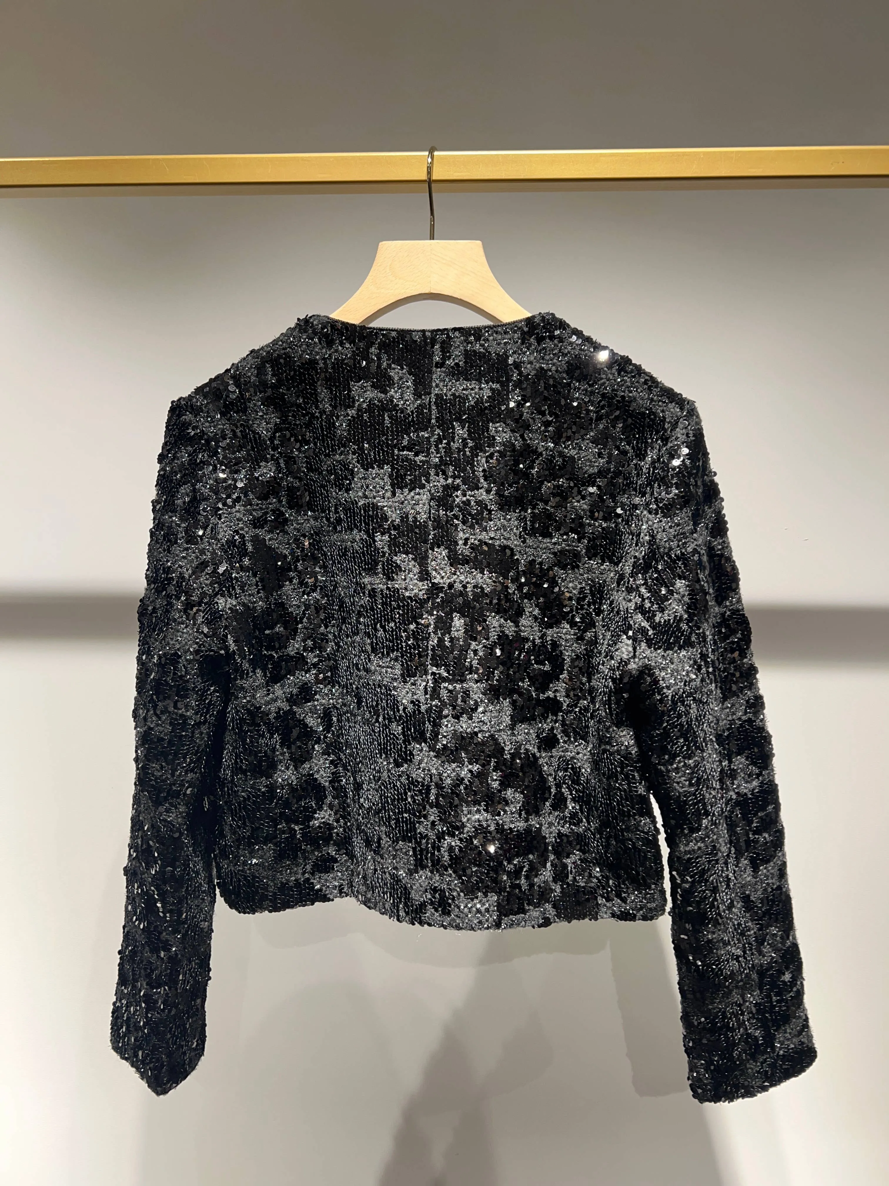 Sequin-embellished jacket - CK08345: Black
