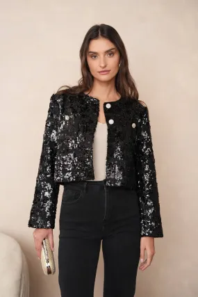 Sequin-embellished jacket - CK08345: Black