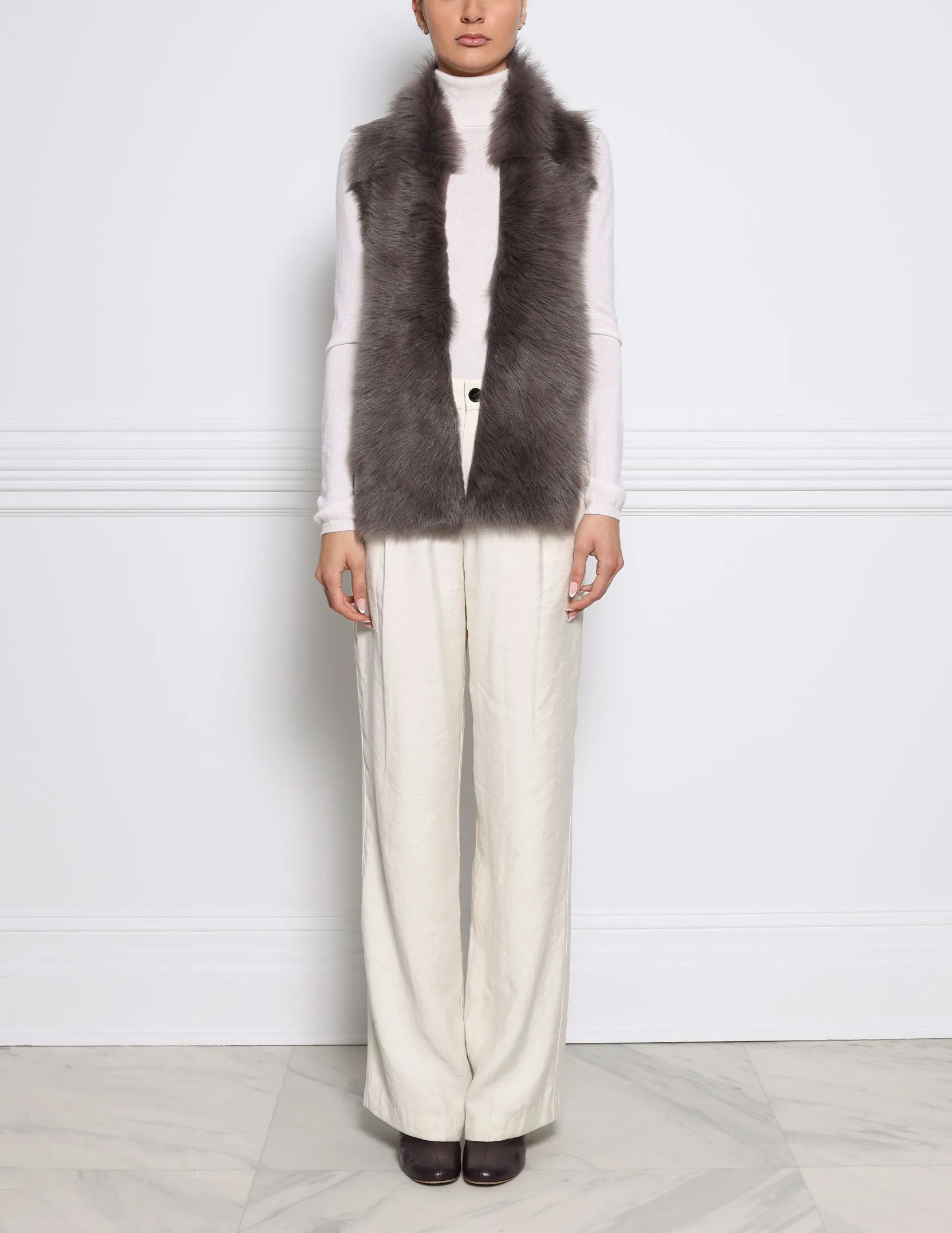 Toscana Shearling Raw Edge Scarf