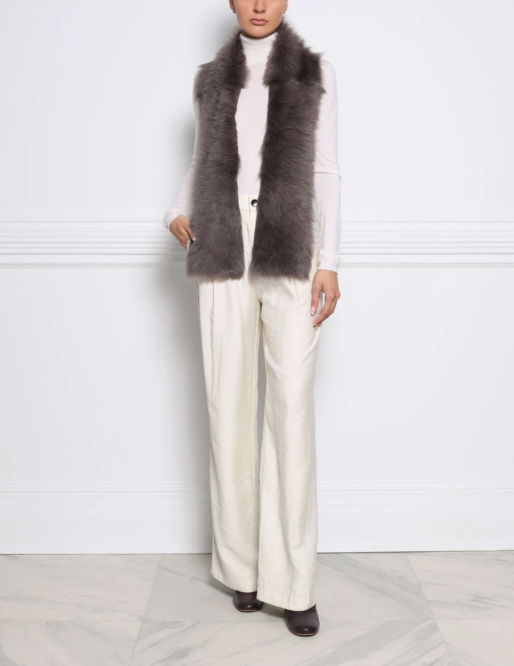 Toscana Shearling Raw Edge Scarf