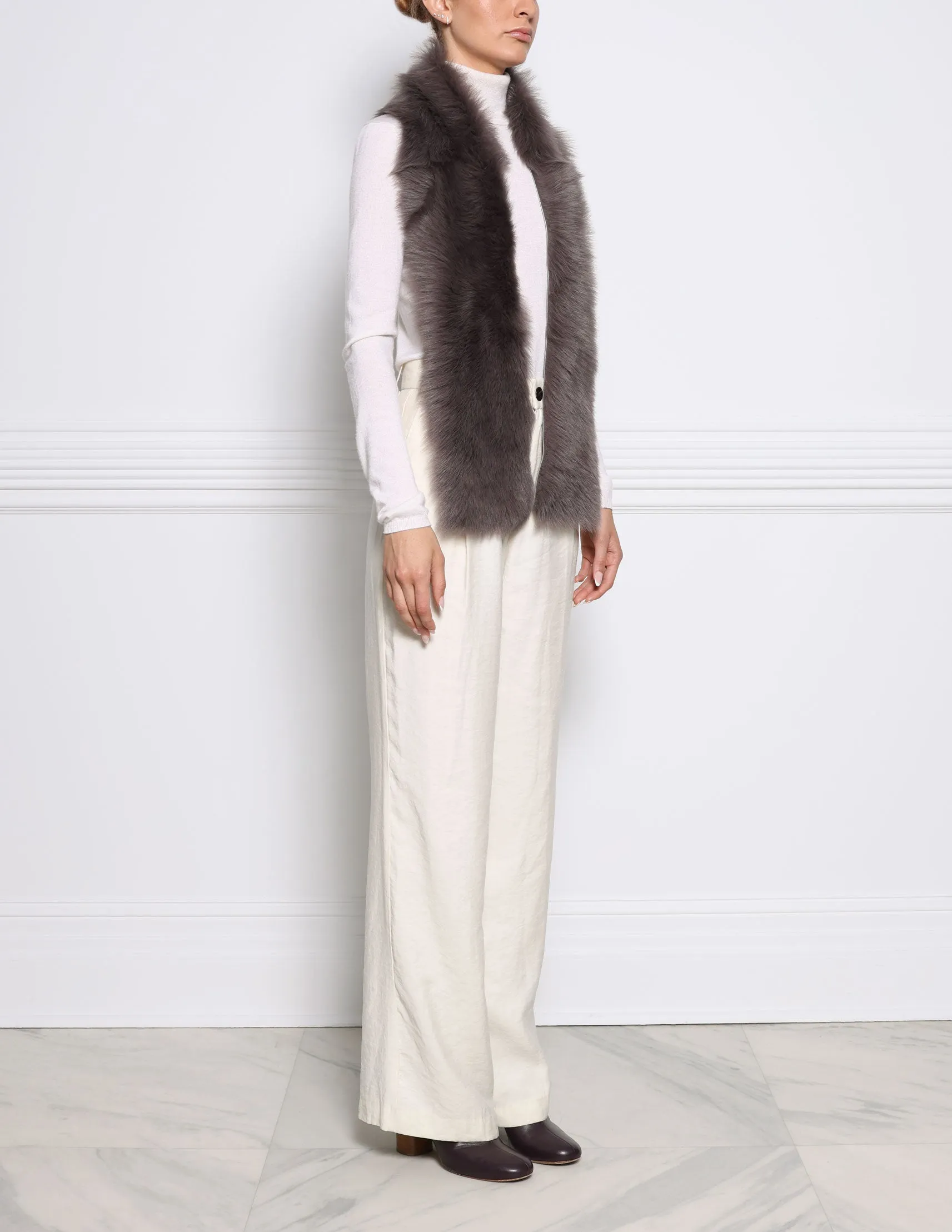 Toscana Shearling Raw Edge Scarf