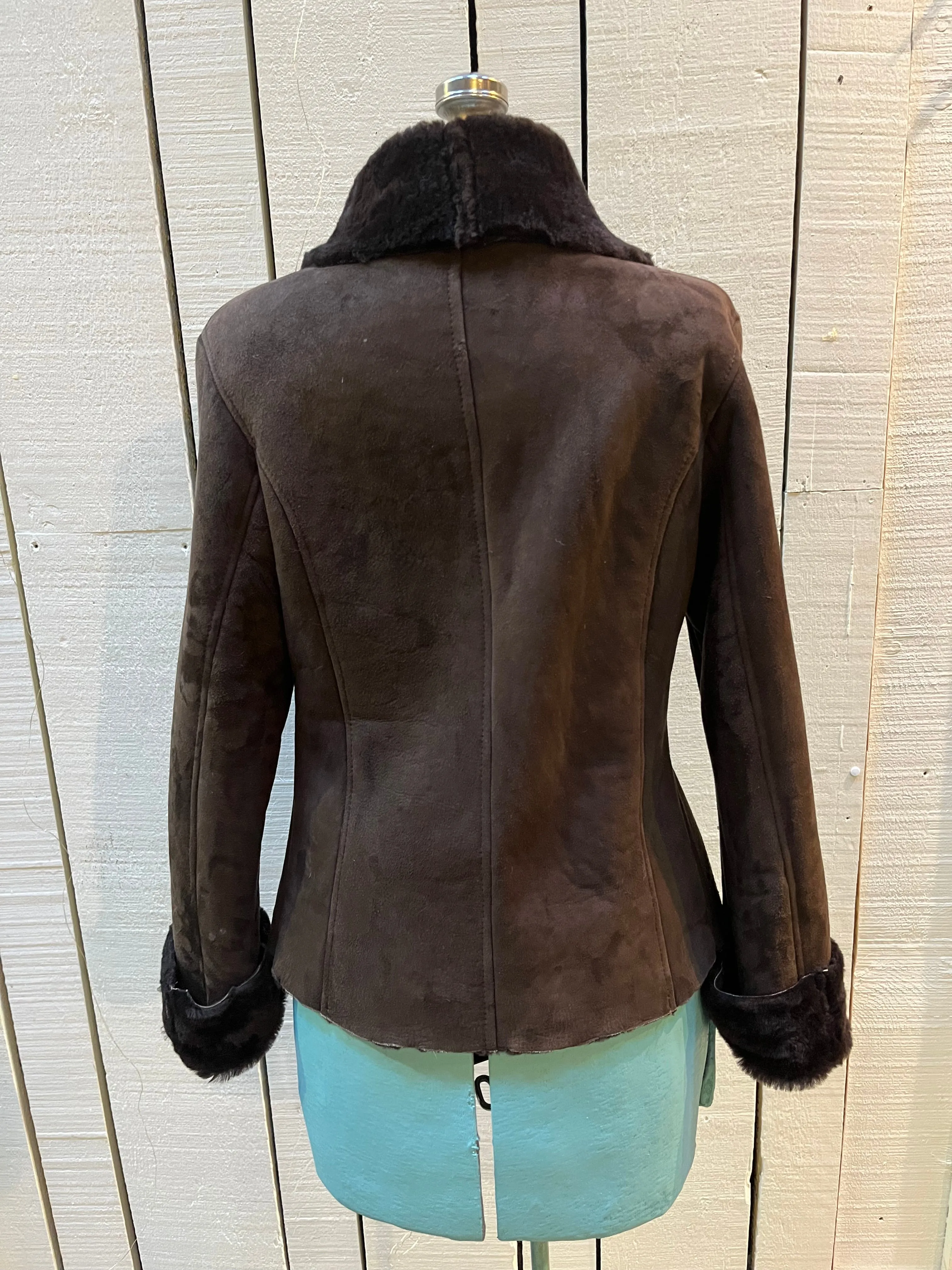 Vintage Cardon Brown Shearling Jacket, Made in Argentina, Size 38”