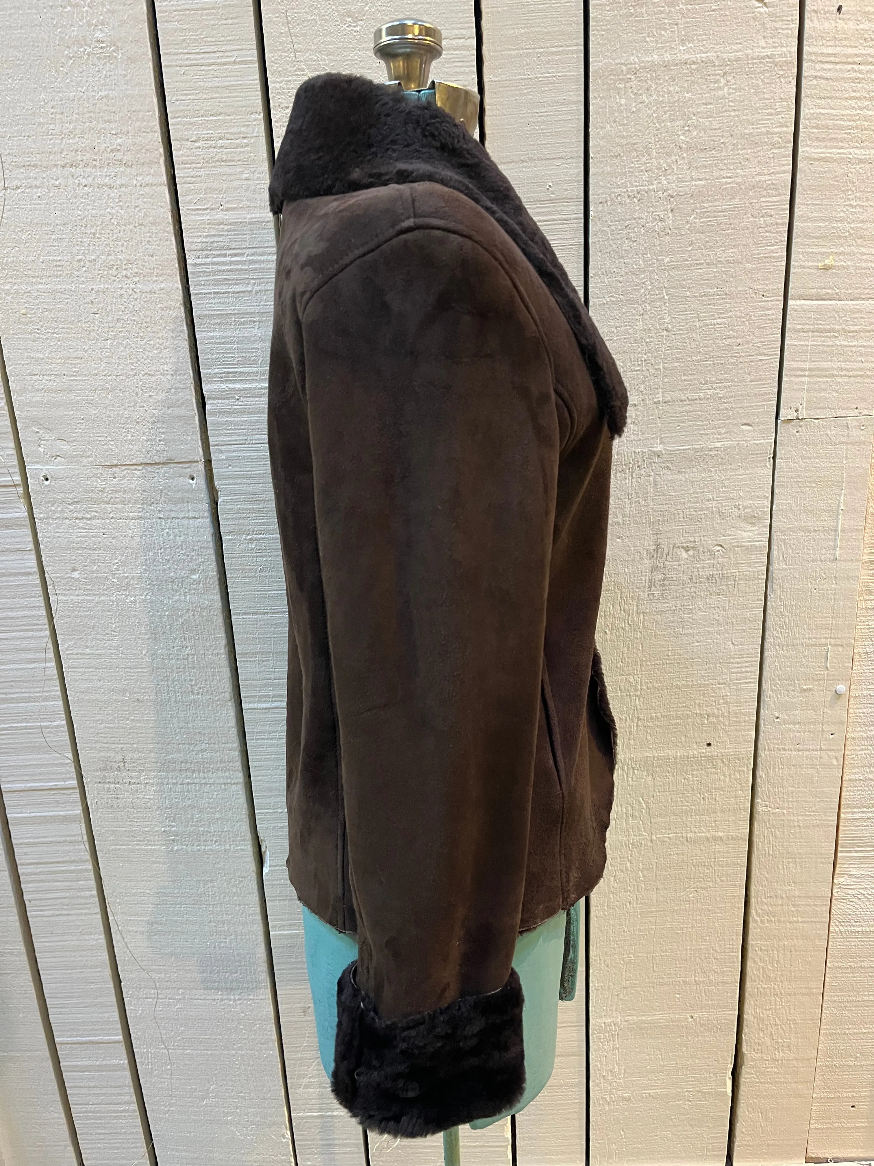 Vintage Cardon Brown Shearling Jacket, Made in Argentina, Size 38”