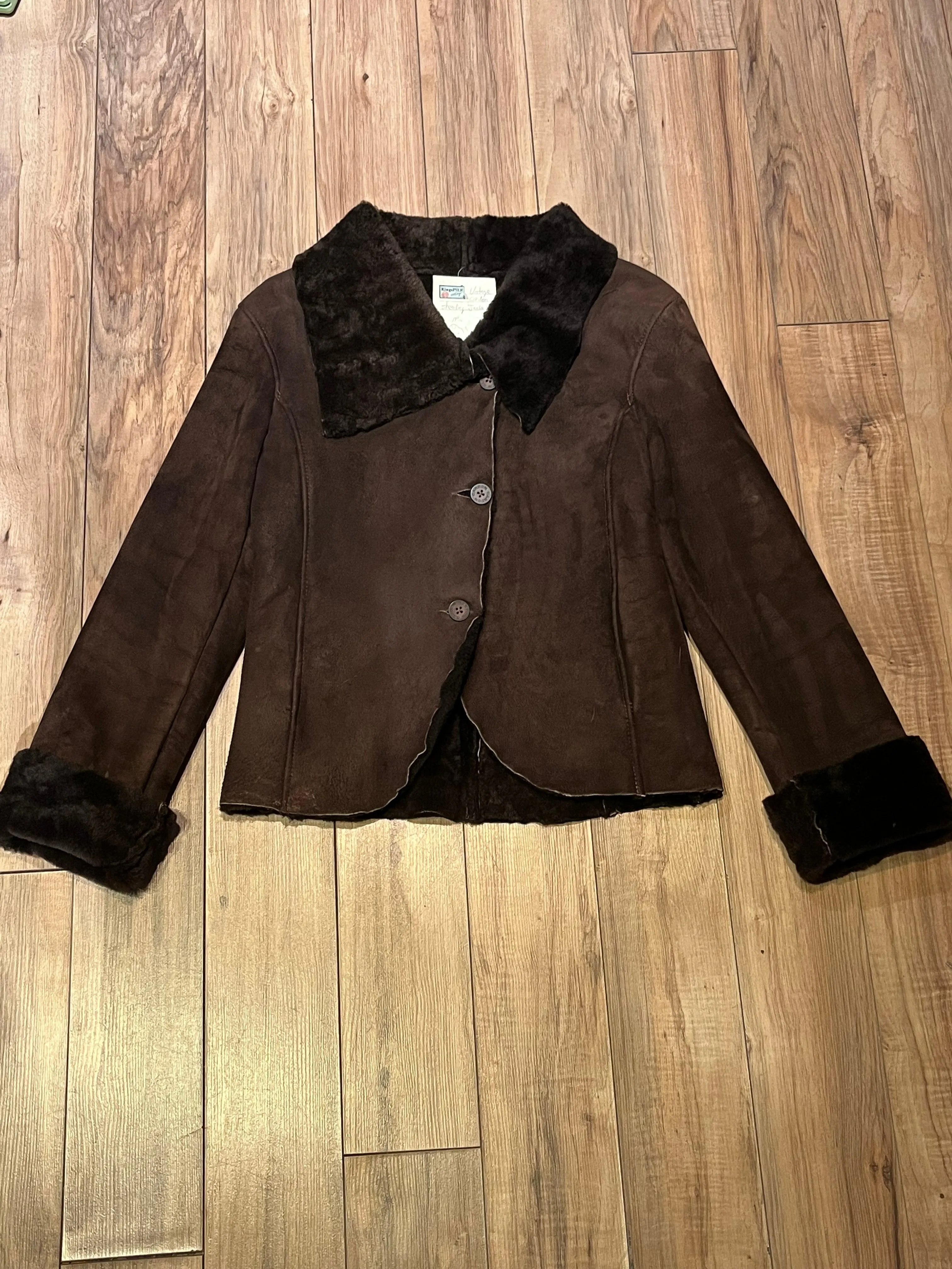 Vintage Cardon Brown Shearling Jacket, Made in Argentina, Size 38”