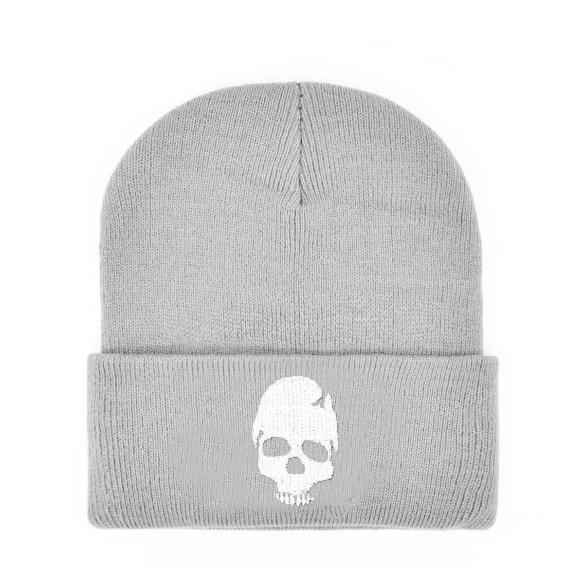 Winter Beanie w/ Embroidered Skull Design