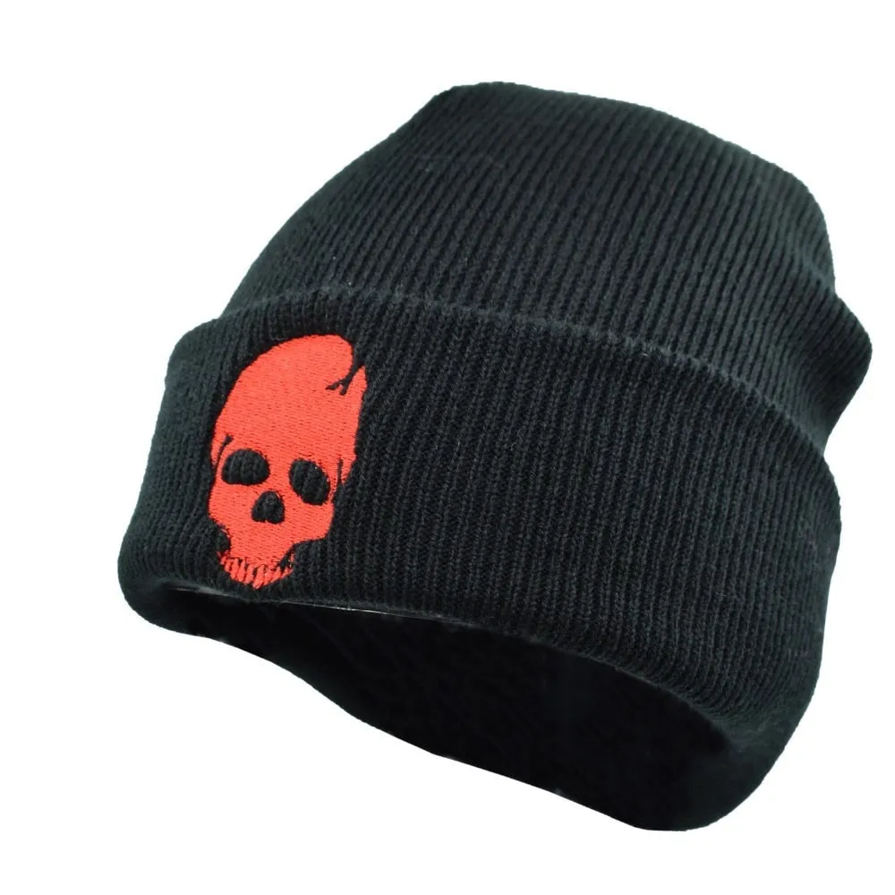 Winter Beanie w/ Embroidered Skull Design